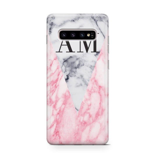 Personalised Grey Inset Marble Initials Protective Samsung Galaxy Case