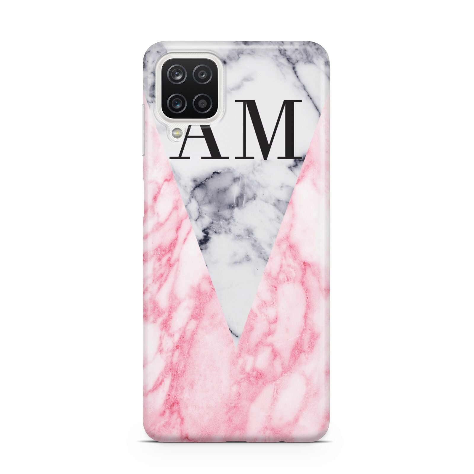 Personalised Grey Inset Marble Initials Samsung A12 Case