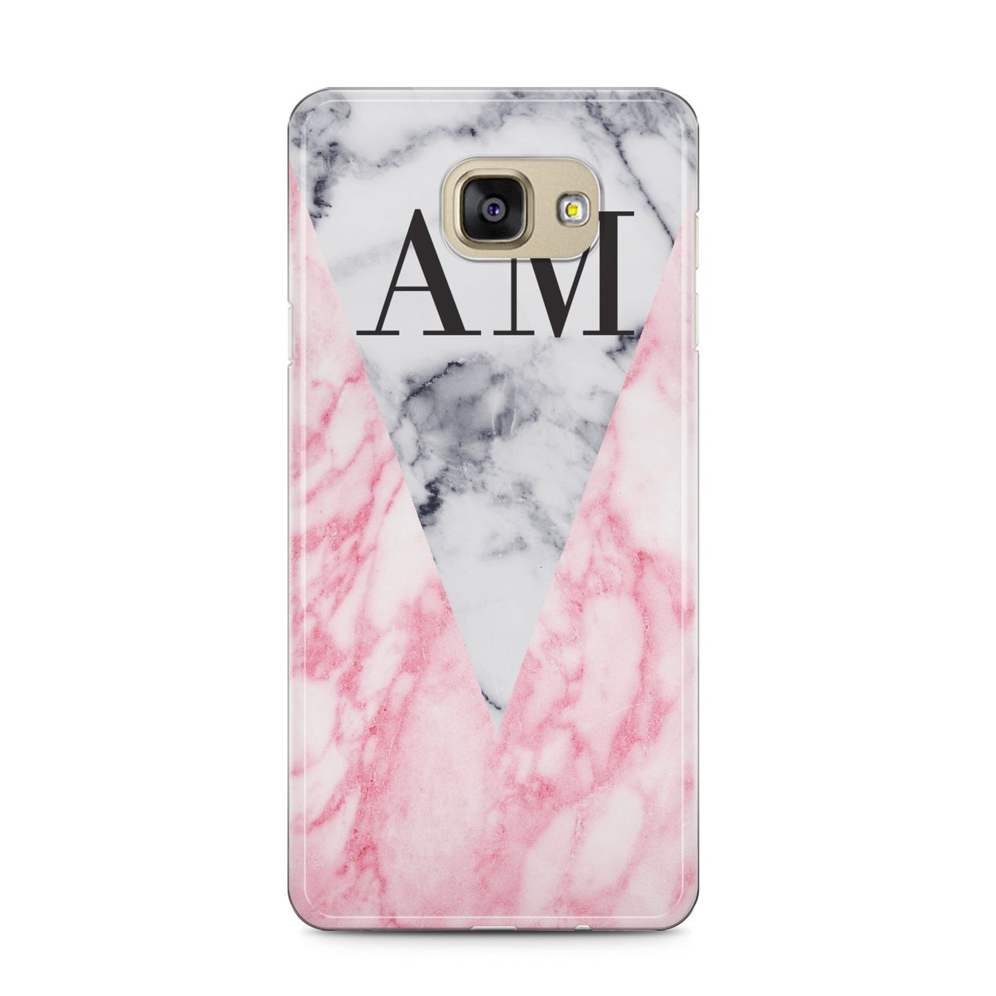 Personalised Grey Inset Marble Initials Samsung Galaxy A5 2016 Case on gold phone