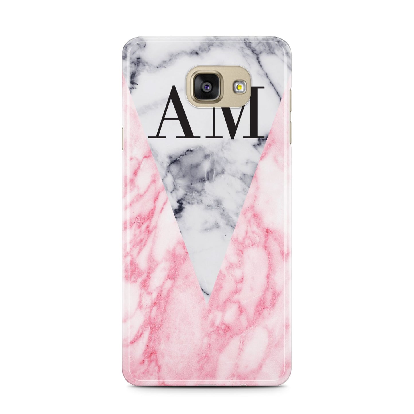 Personalised Grey Inset Marble Initials Samsung Galaxy A7 2016 Case on gold phone