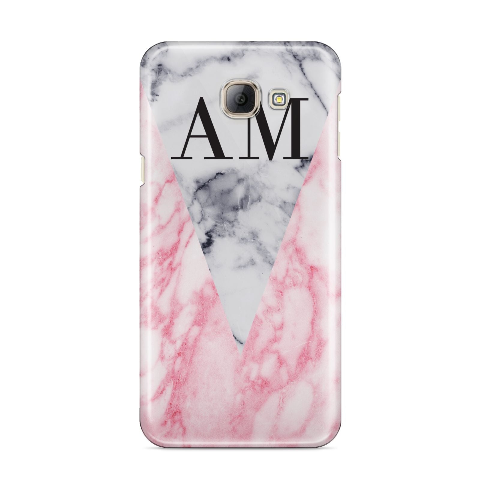 Personalised Grey Inset Marble Initials Samsung Galaxy A8 2016 Case