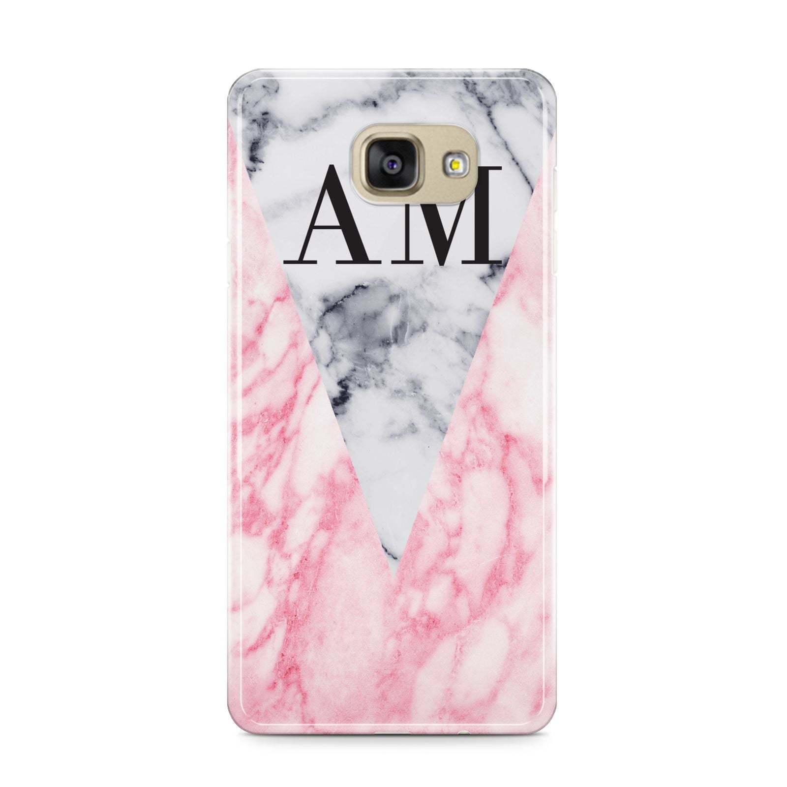 Personalised Grey Inset Marble Initials Samsung Galaxy A9 2016 Case on gold phone