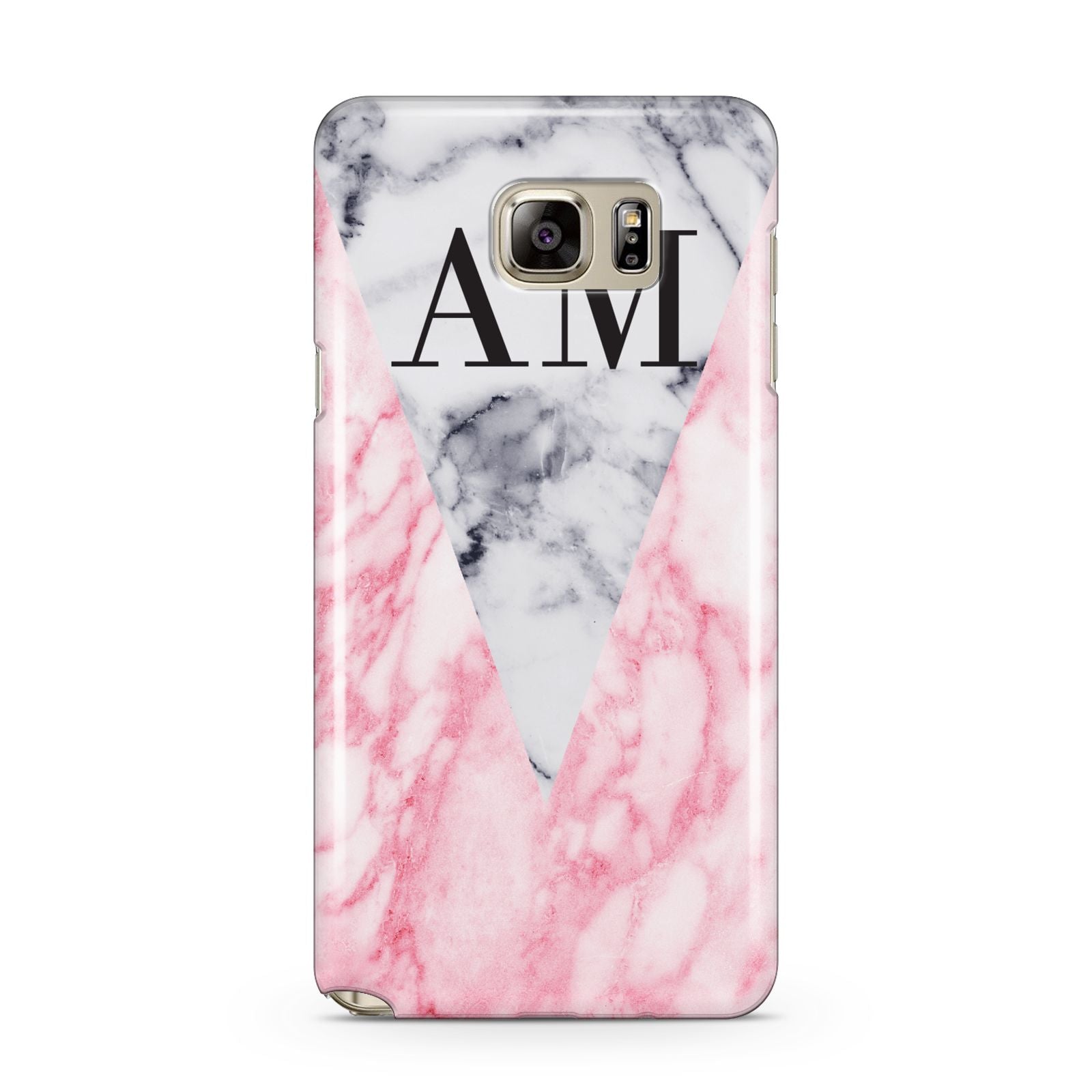 Personalised Grey Inset Marble Initials Samsung Galaxy Note 5 Case