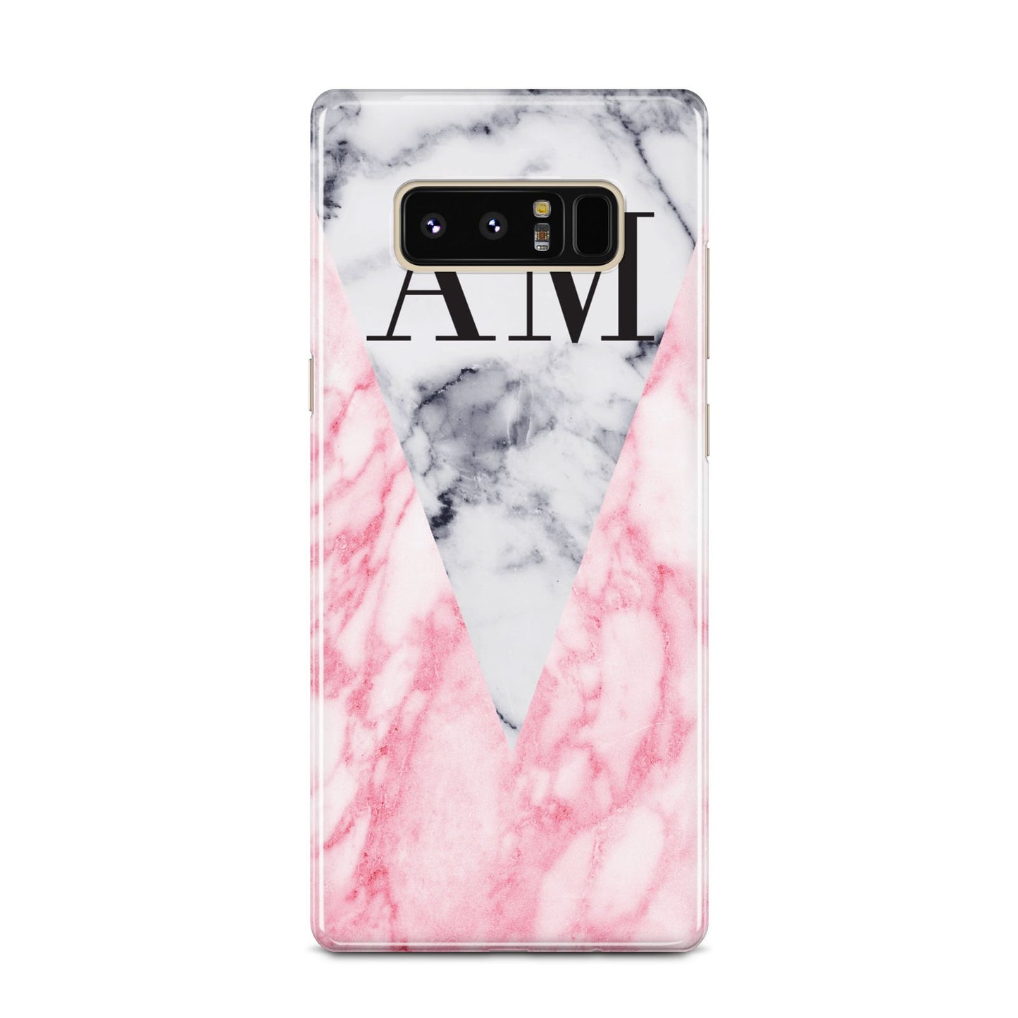 Personalised Grey Inset Marble Initials Samsung Galaxy Note 8 Case