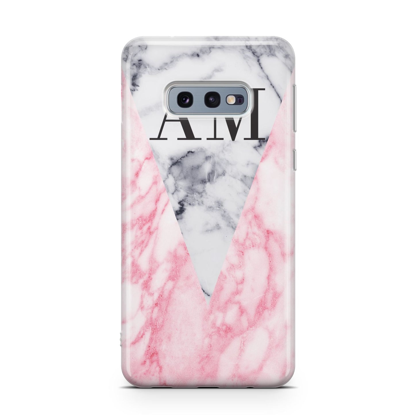 Personalised Grey Inset Marble Initials Samsung Galaxy S10E Case