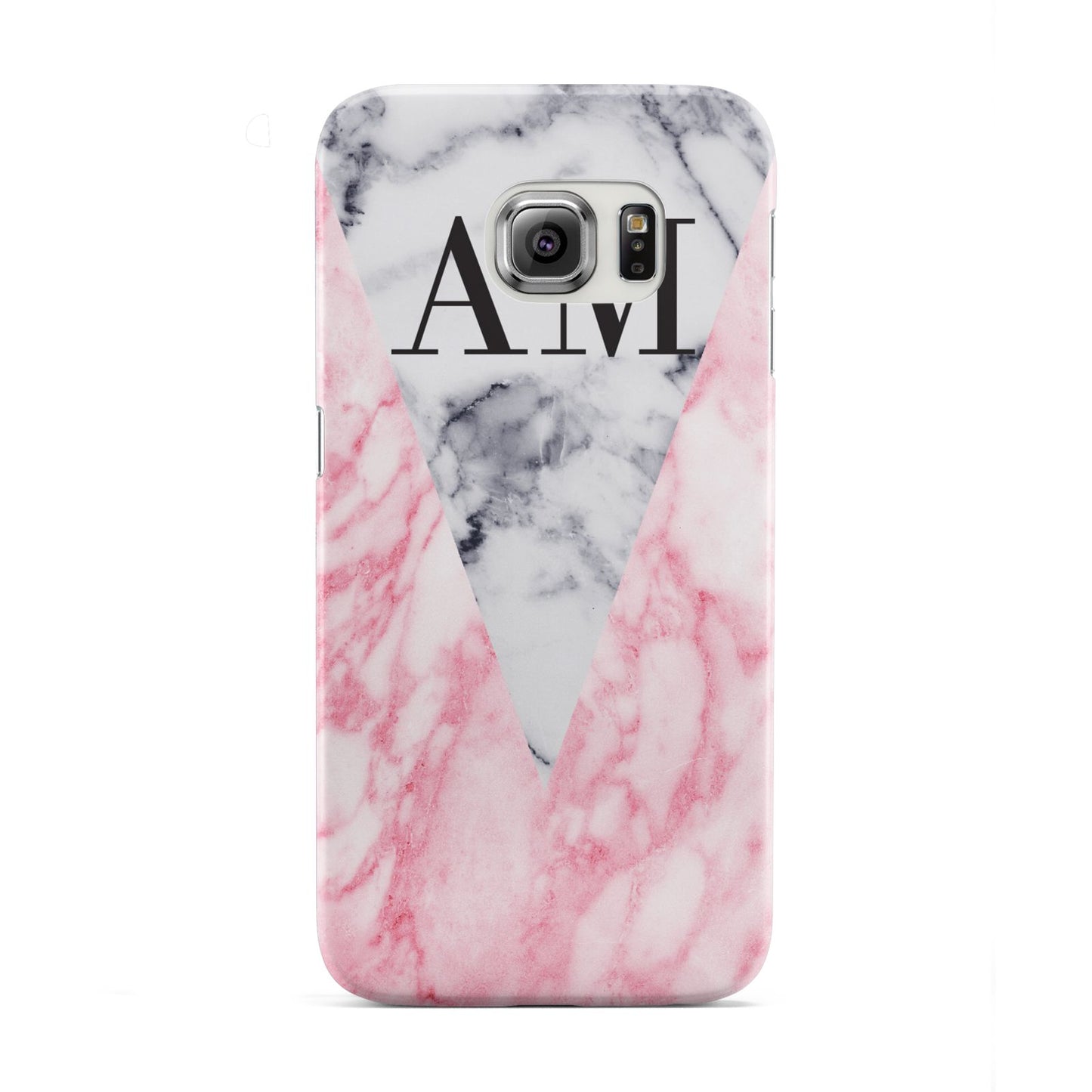 Personalised Grey Inset Marble Initials Samsung Galaxy S6 Edge Case