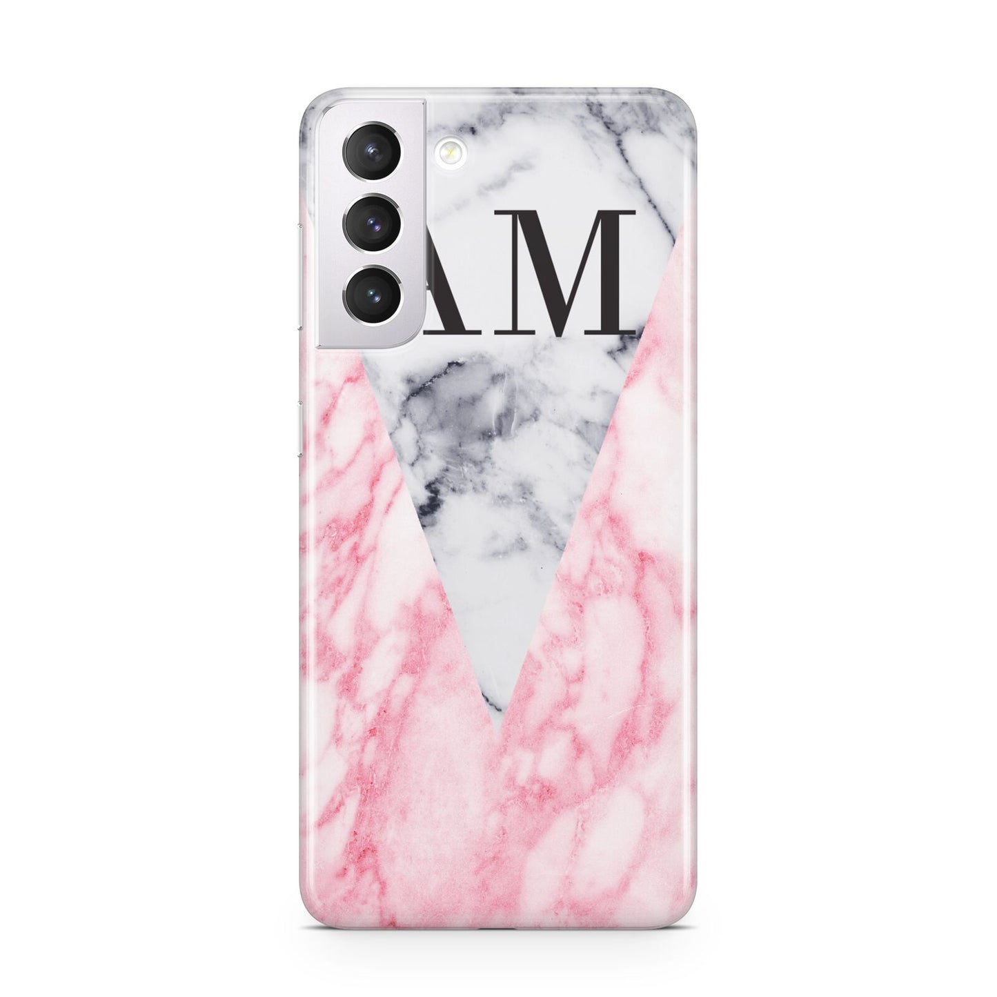 Personalised Grey Inset Marble Initials Samsung S21 Case