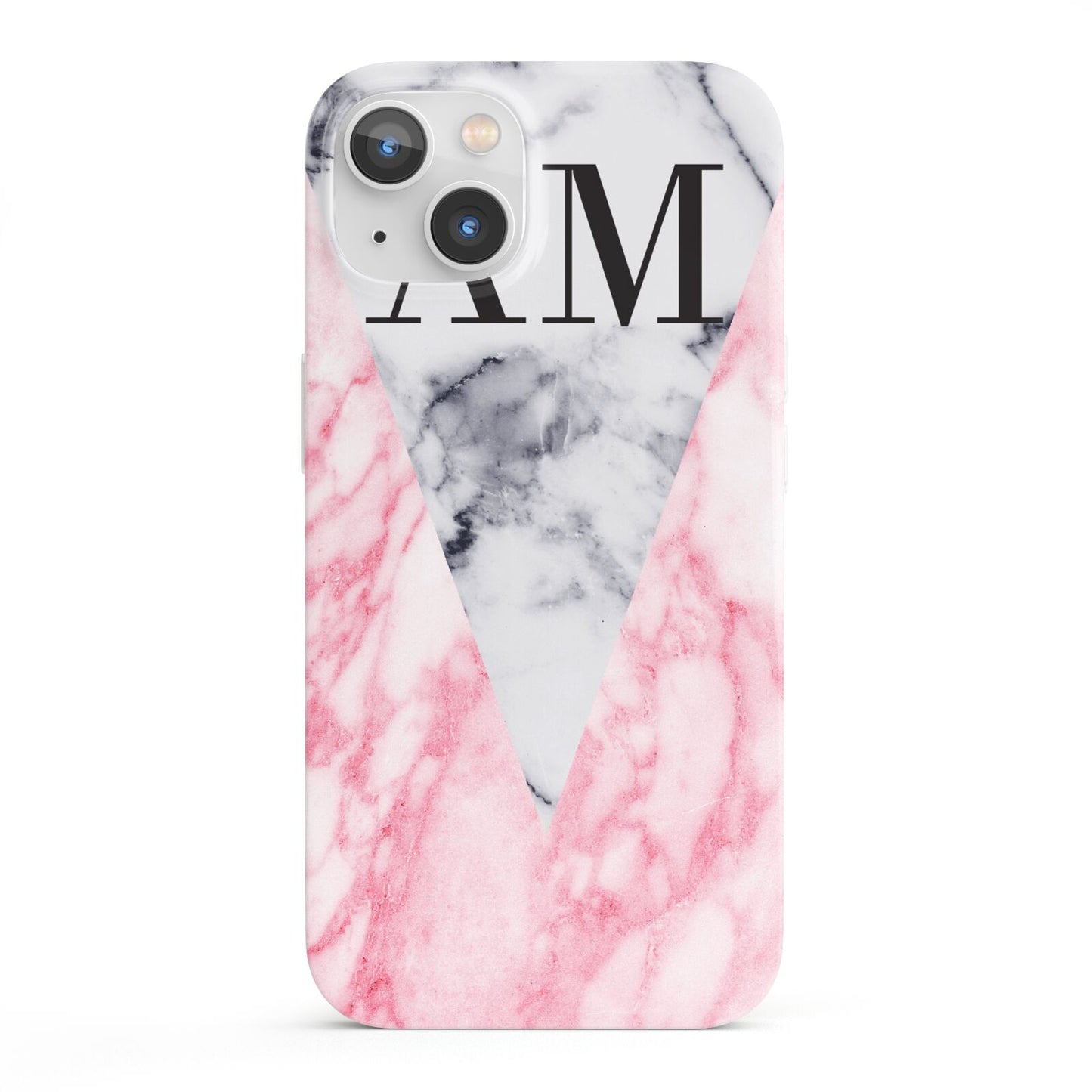 Personalised Grey Inset Marble Initials iPhone 13 Full Wrap 3D Snap Case