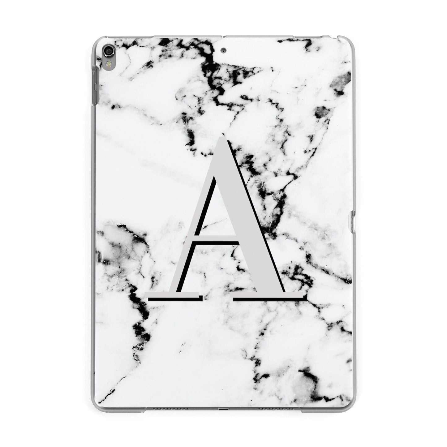 Personalised Grey Large Initial Marble Apple iPad Grey Case