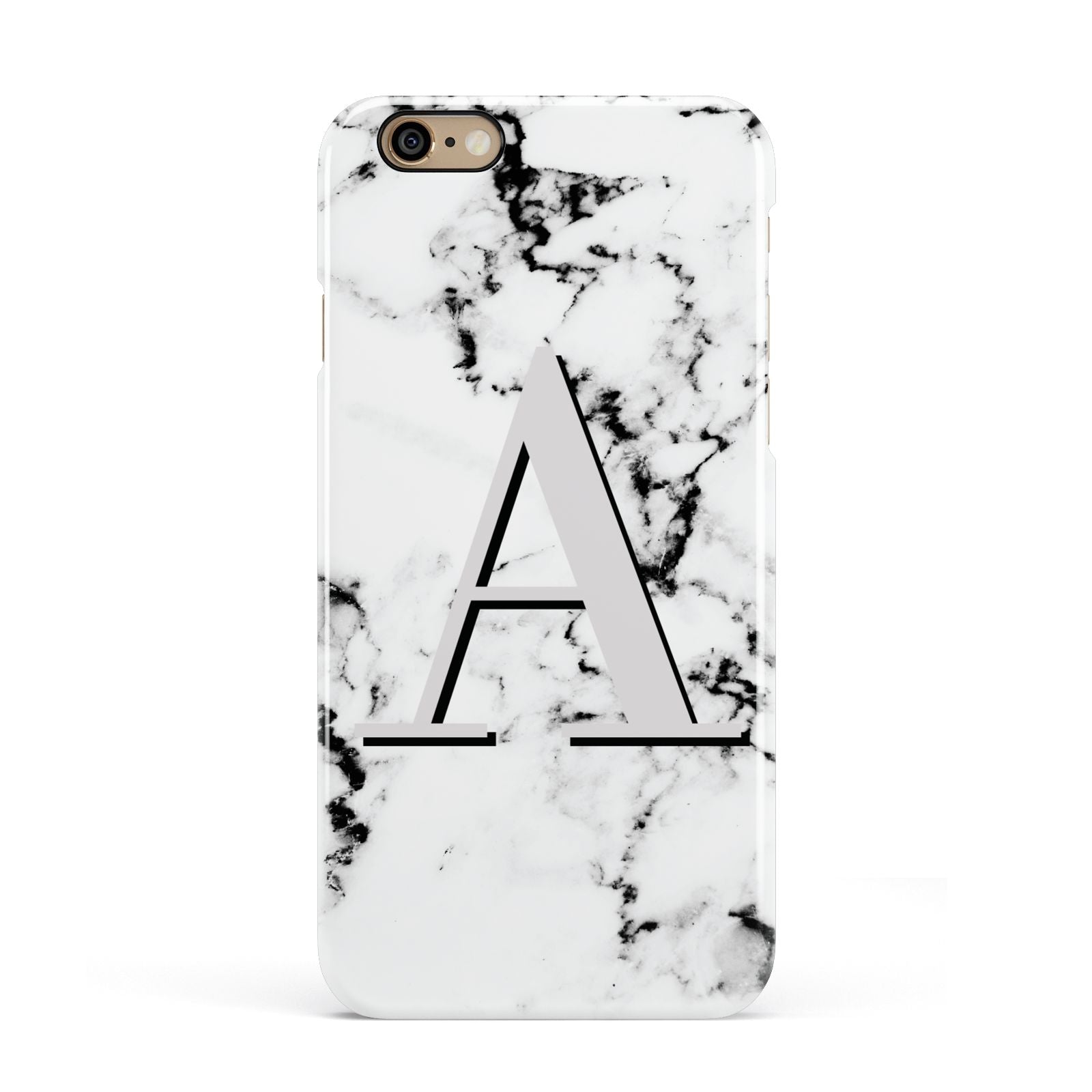 Personalised Grey Large Initial Marble Apple iPhone 6 3D Snap Case