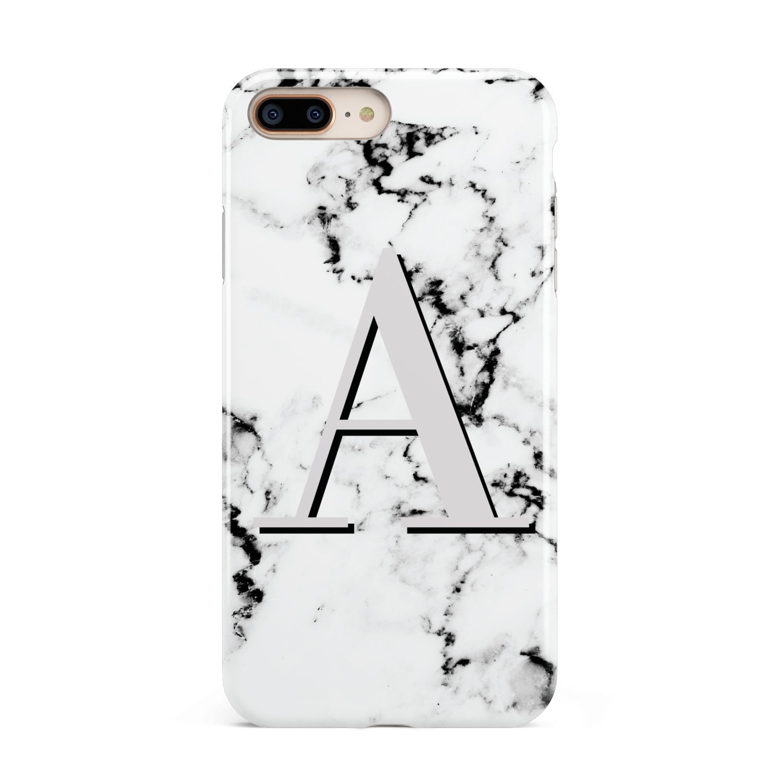 Personalised Grey Large Initial Marble Apple iPhone 7 8 Plus 3D Tough Case