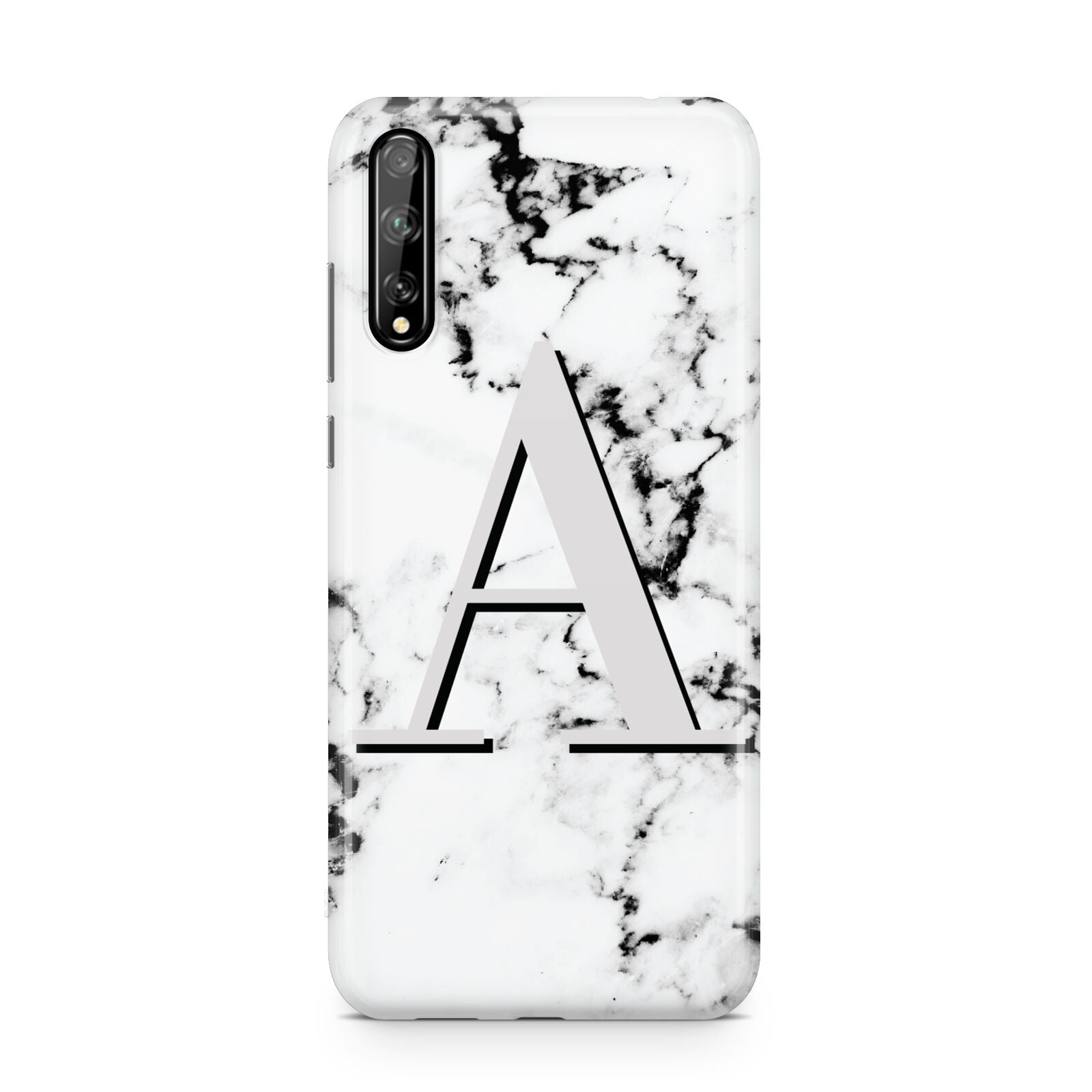 Personalised Grey Large Initial Marble Huawei Enjoy 10s Phone Case