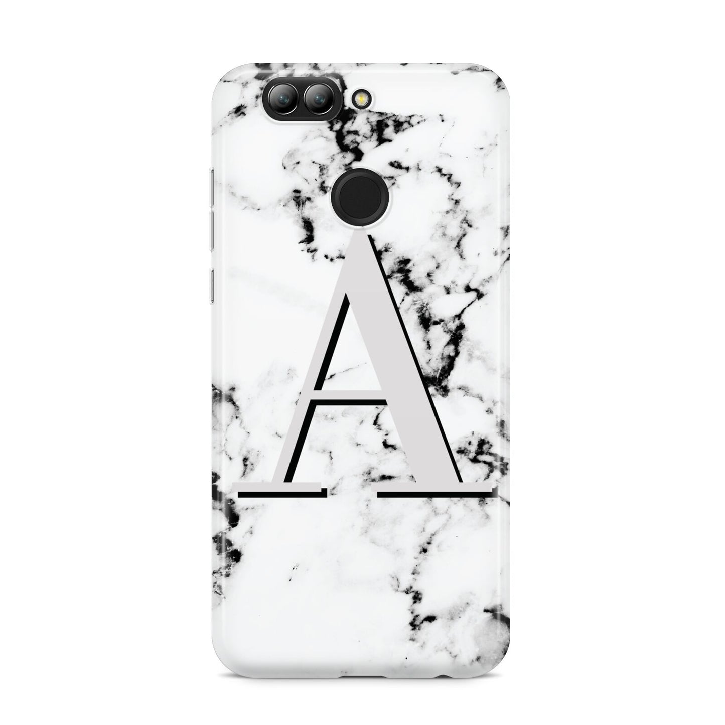 Personalised Grey Large Initial Marble Huawei Nova 2s Phone Case