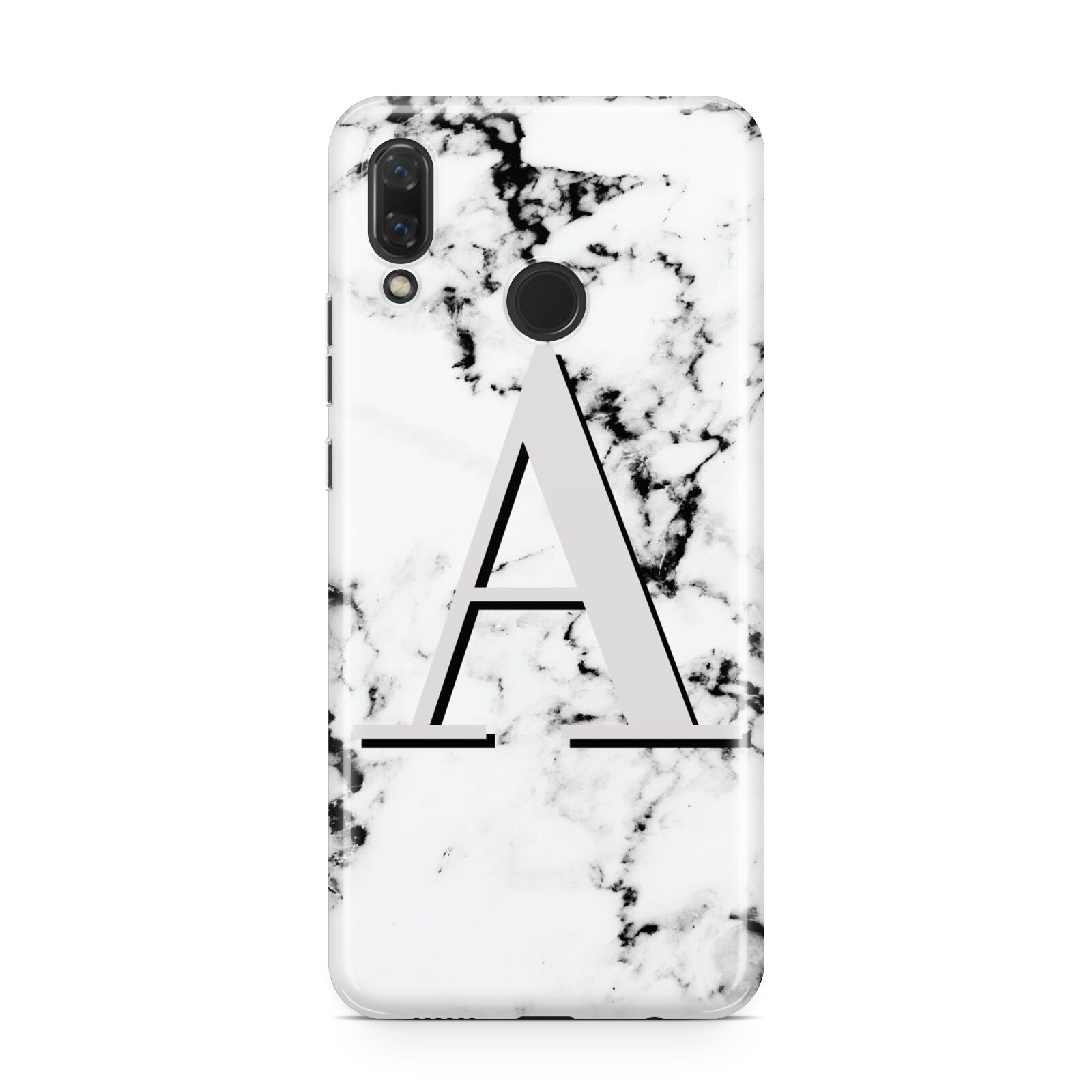 Personalised Grey Large Initial Marble Huawei Nova 3 Phone Case