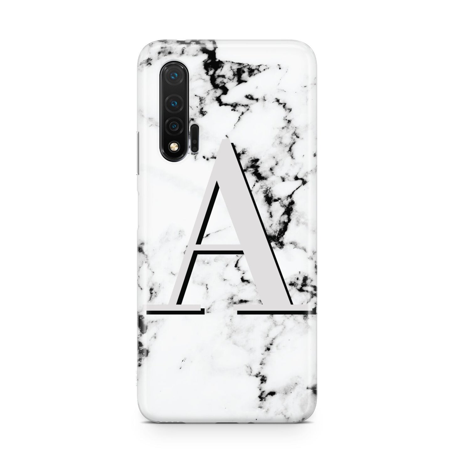 Personalised Grey Large Initial Marble Huawei Nova 6 Phone Case