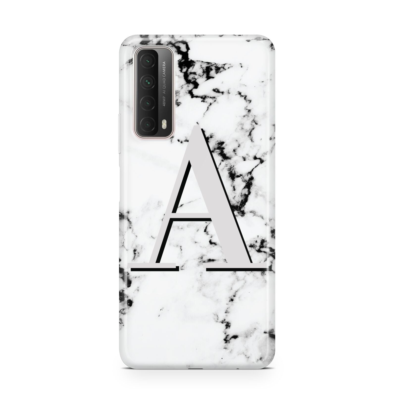 Personalised Grey Large Initial Marble Huawei P Smart 2021