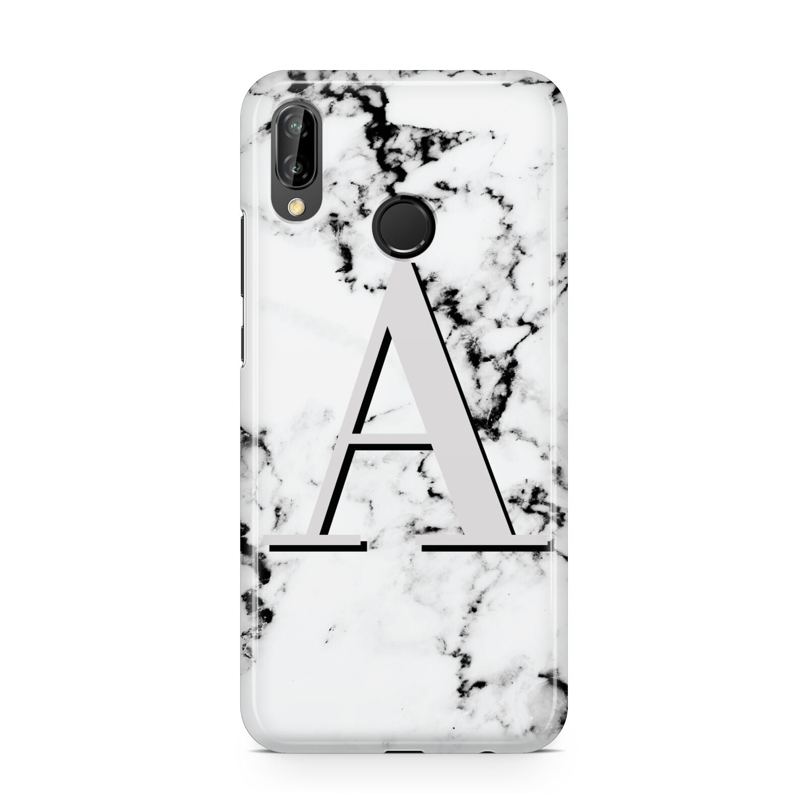 Personalised Grey Large Initial Marble Huawei P20 Lite Phone Case