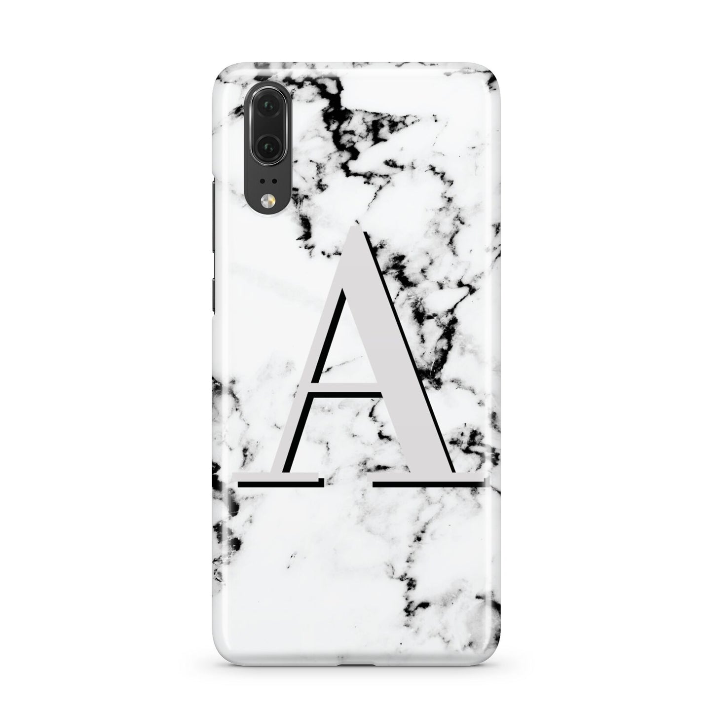 Personalised Grey Large Initial Marble Huawei P20 Phone Case