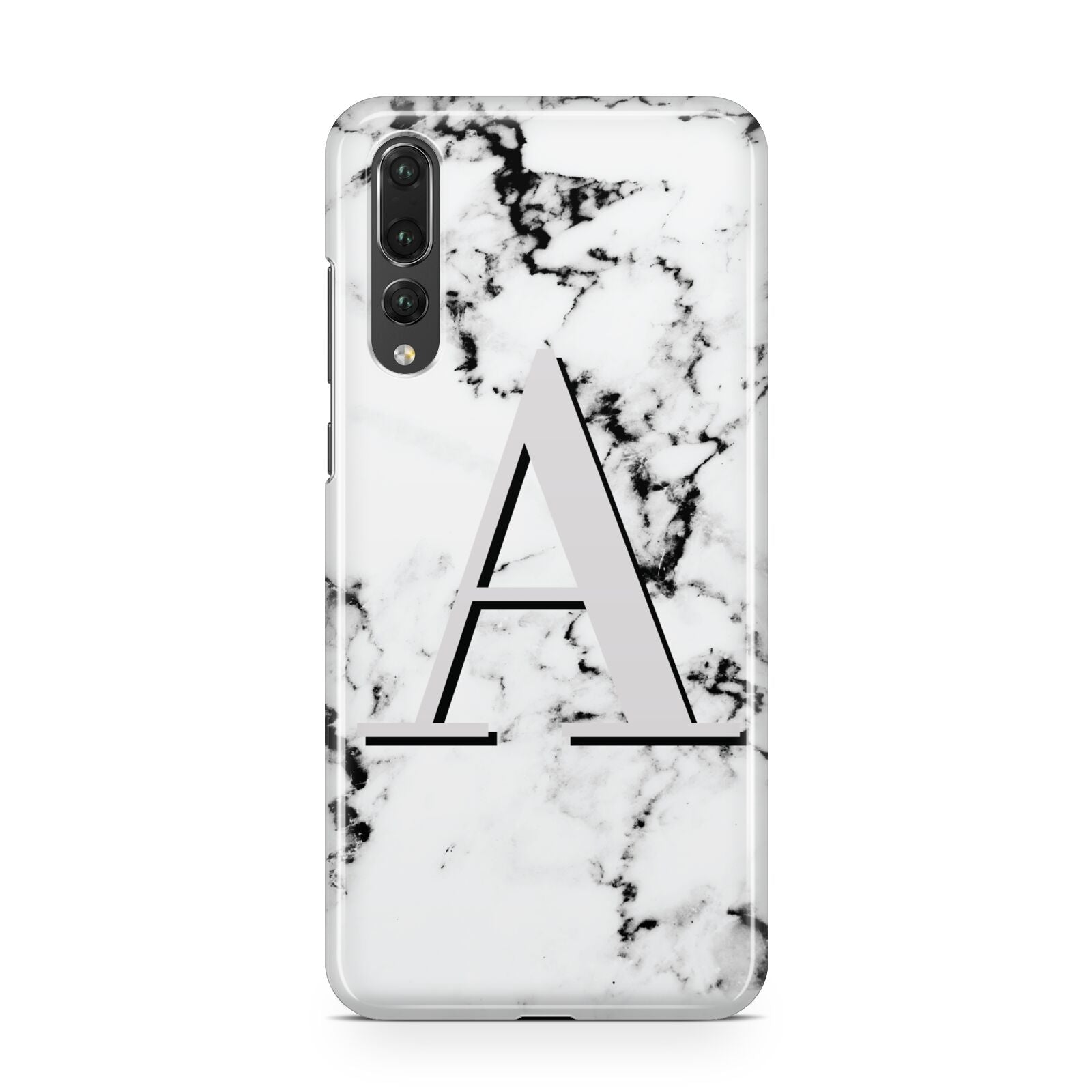 Personalised Grey Large Initial Marble Huawei P20 Pro Phone Case