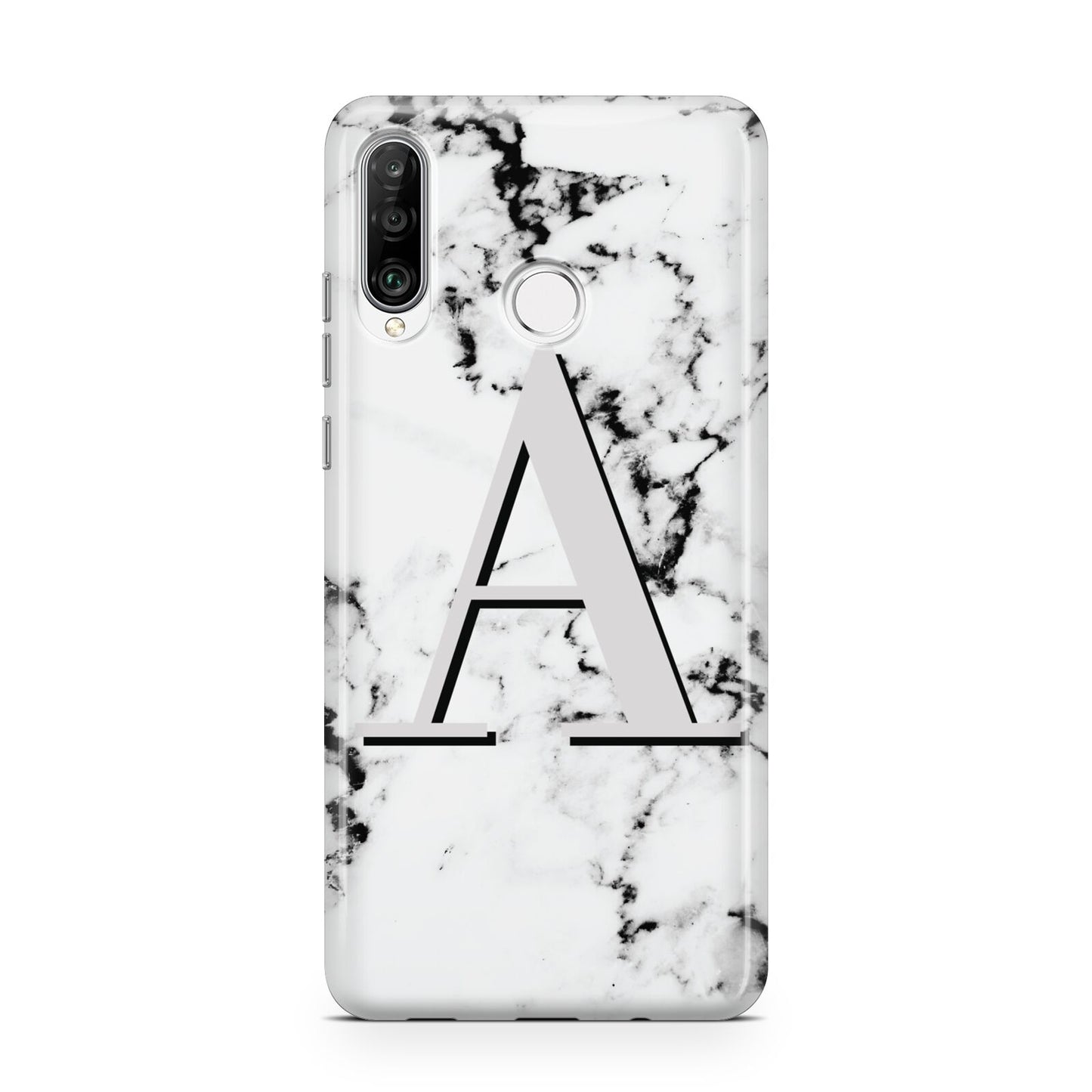 Personalised Grey Large Initial Marble Huawei P30 Lite Phone Case