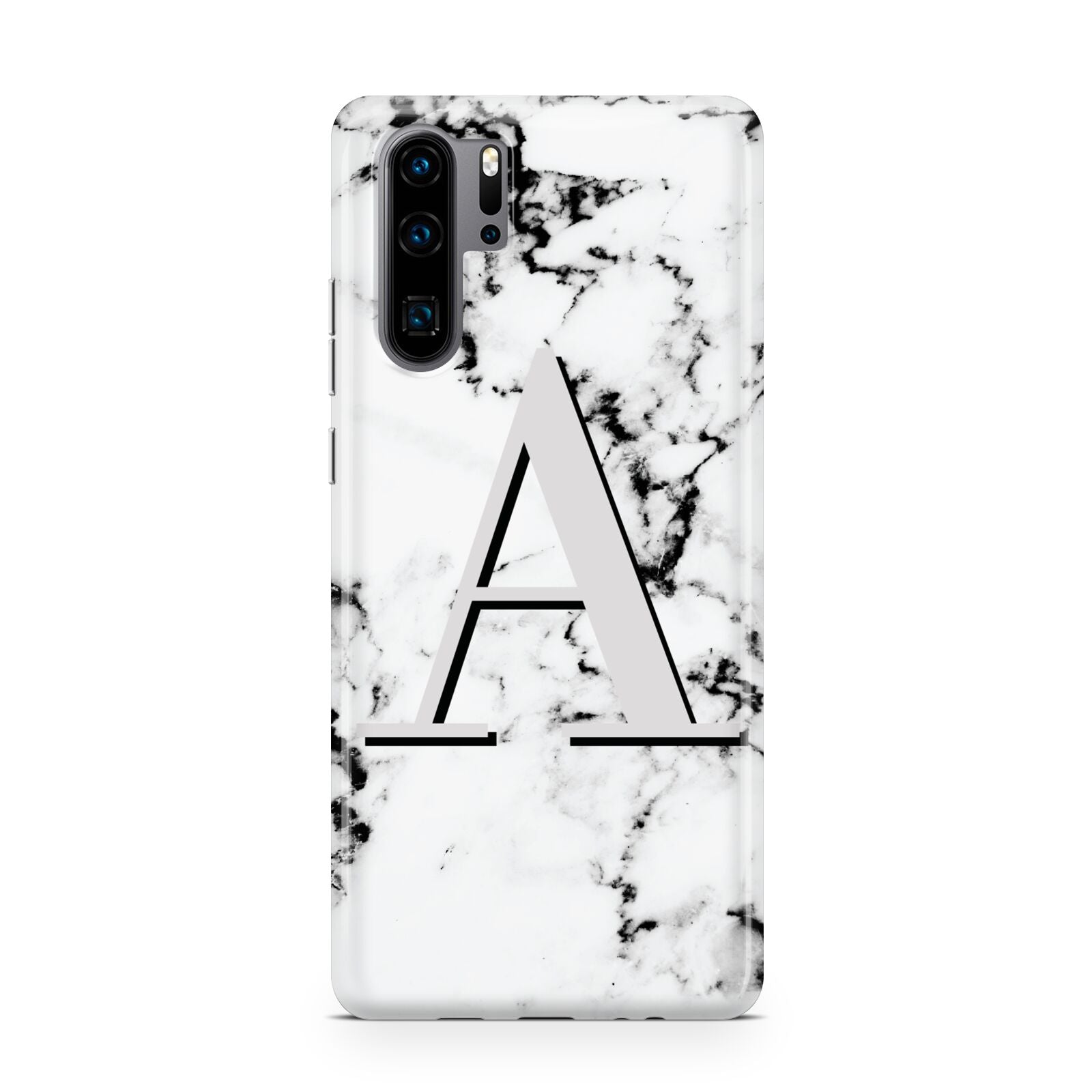 Personalised Grey Large Initial Marble Huawei P30 Pro Phone Case