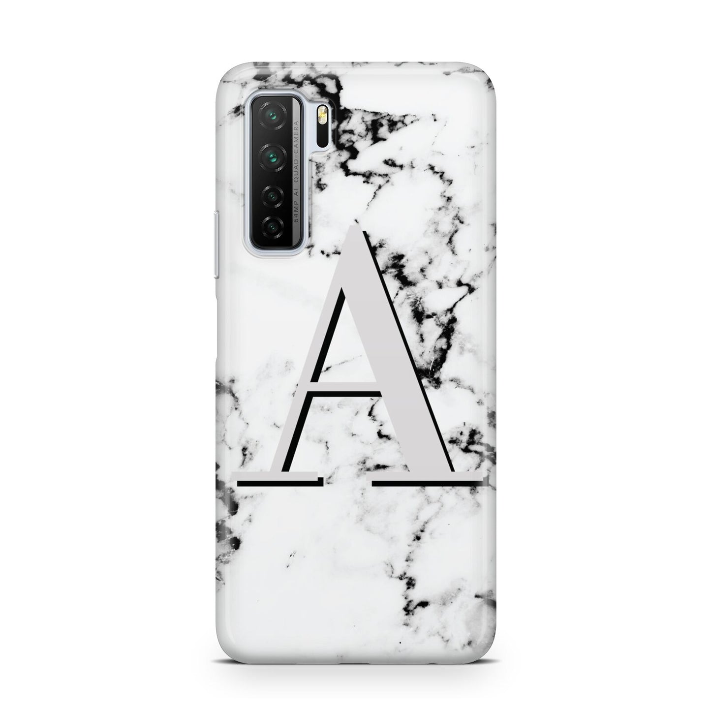 Personalised Grey Large Initial Marble Huawei P40 Lite 5G Phone Case