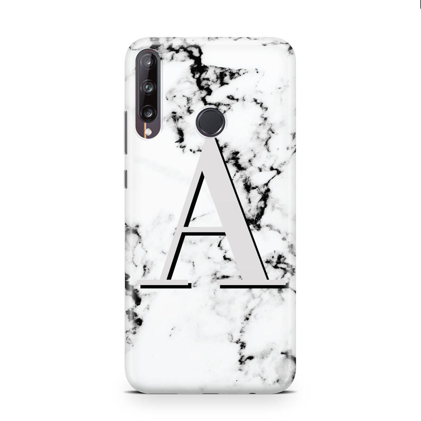 Personalised Grey Large Initial Marble Huawei P40 Lite E Phone Case