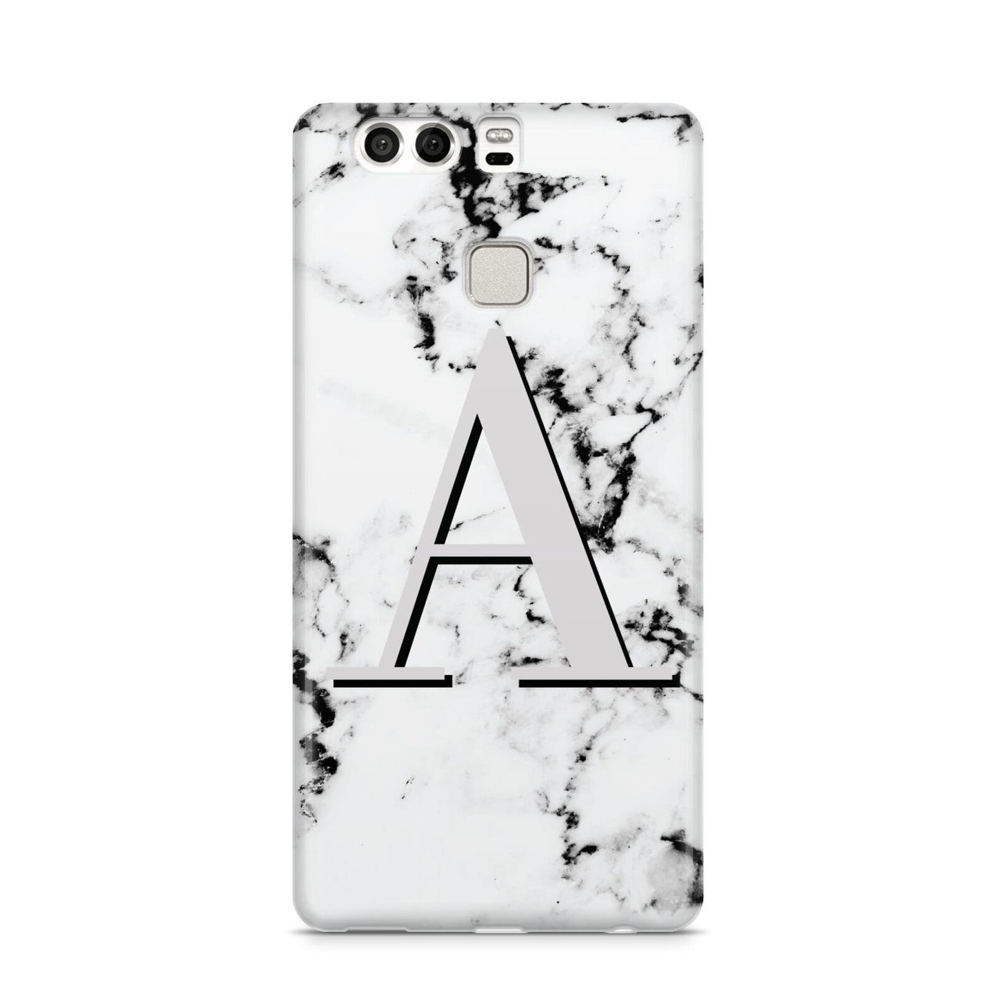 Personalised Grey Large Initial Marble Huawei P9 Case