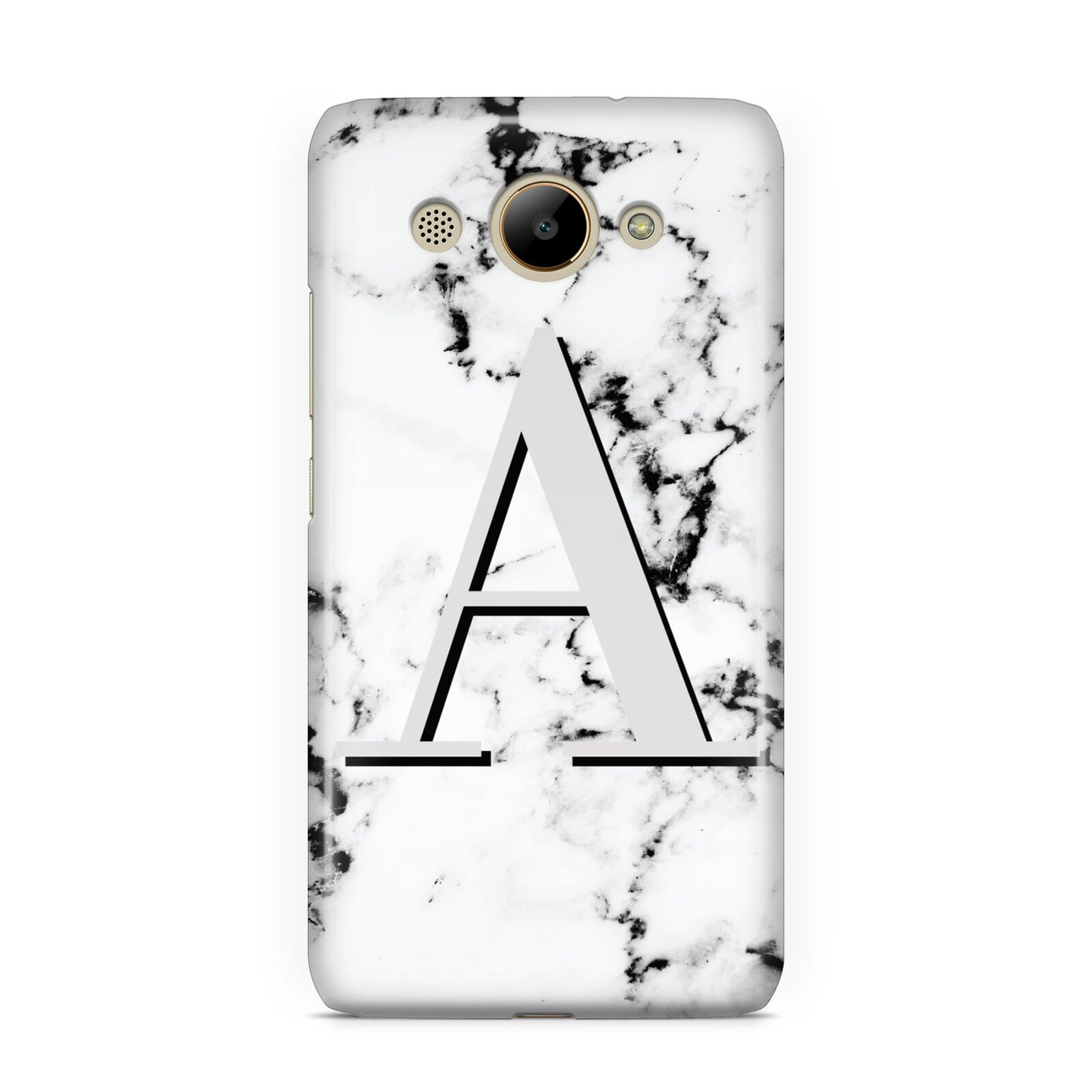 Personalised Grey Large Initial Marble Huawei Y3 2017