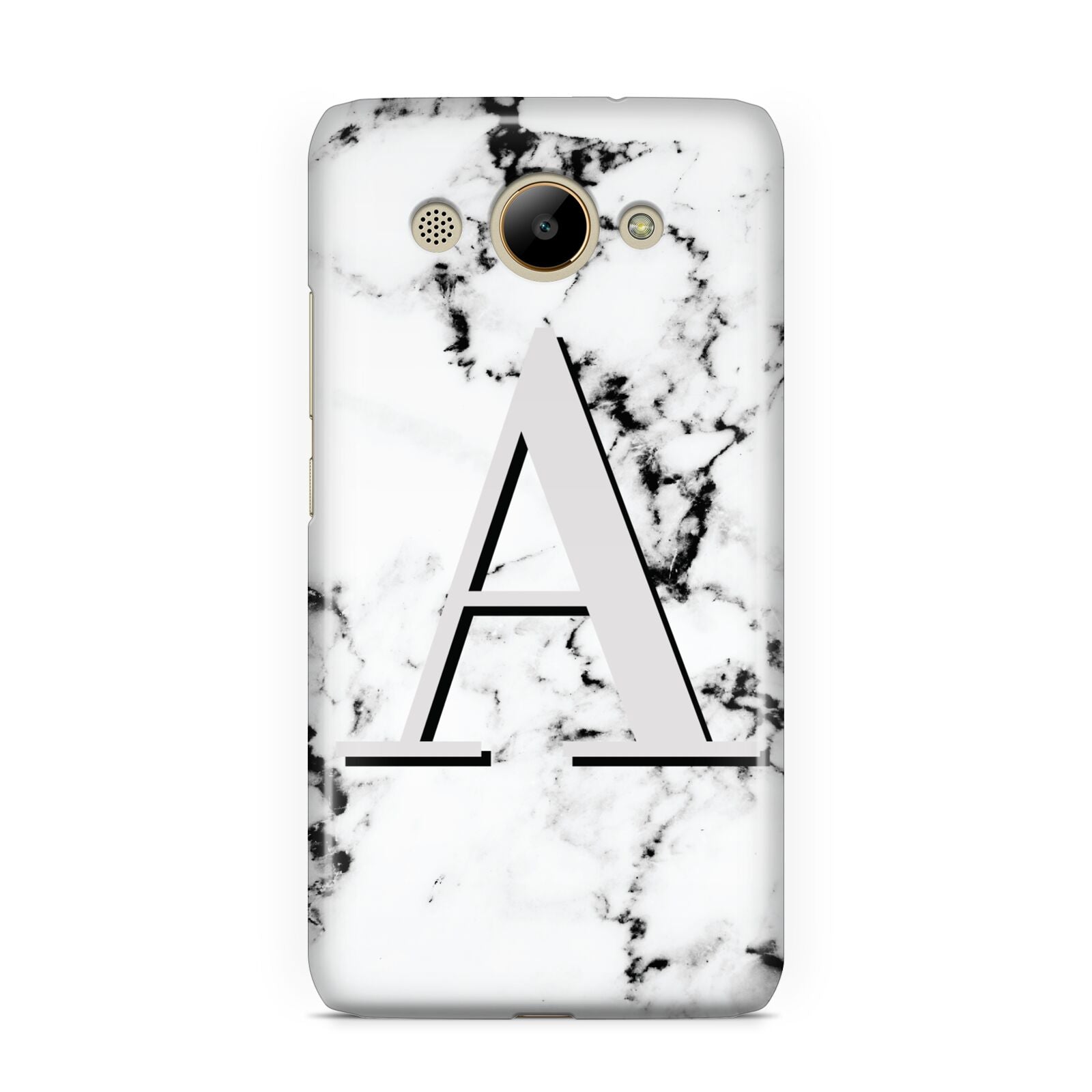 Personalised Grey Large Initial Marble Huawei Y3 2017