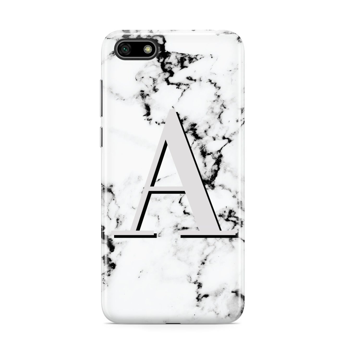 Personalised Grey Large Initial Marble Huawei Y5 Prime 2018 Phone Case