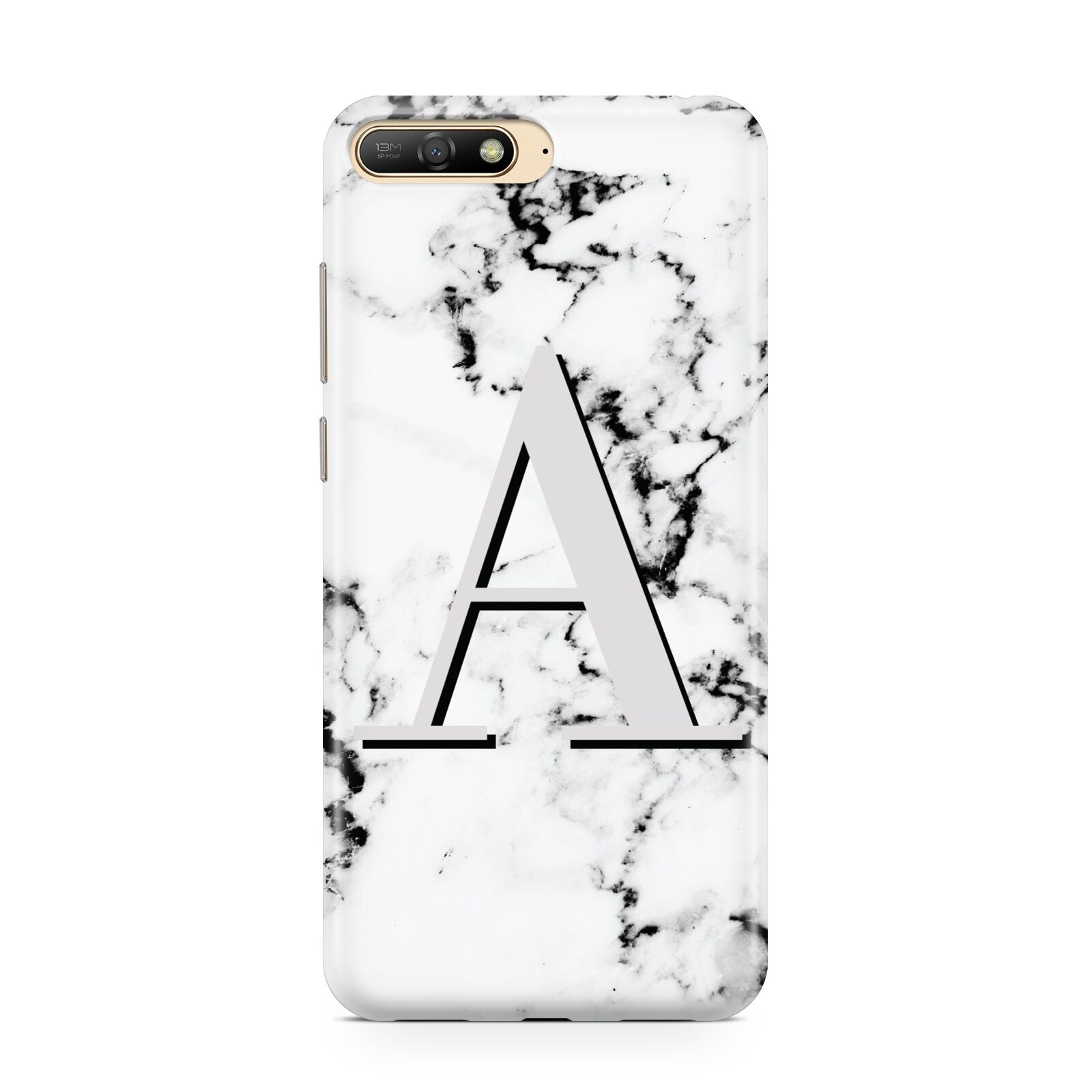 Personalised Grey Large Initial Marble Huawei Y6 2018