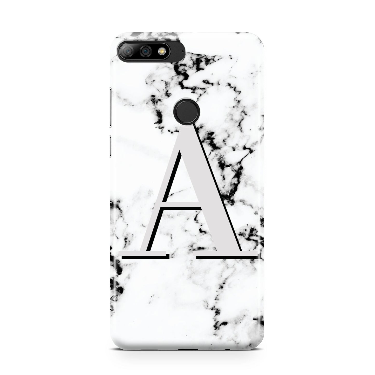 Personalised Grey Large Initial Marble Huawei Y7 2018