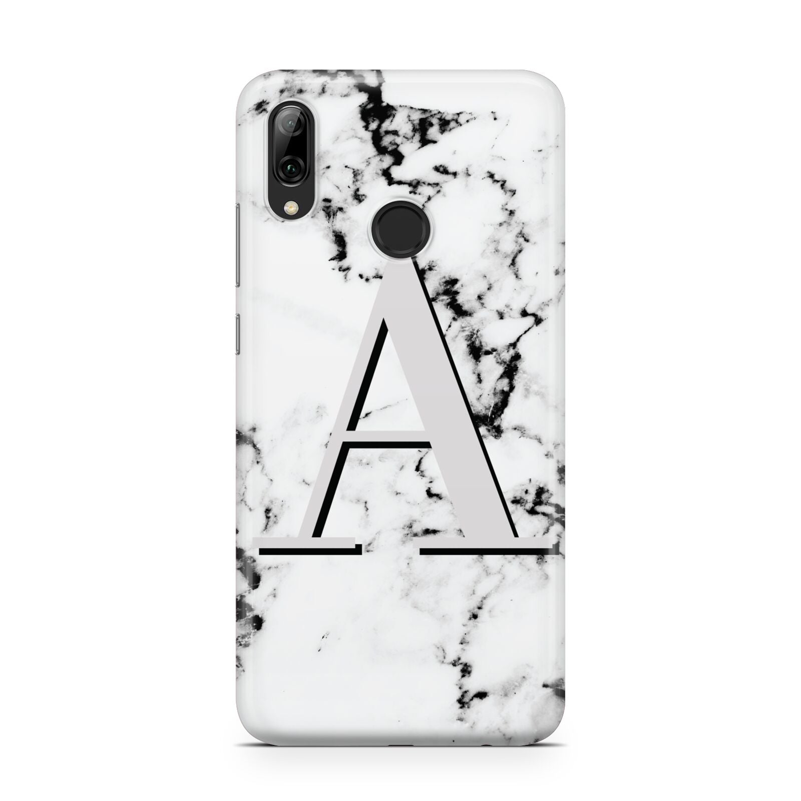 Personalised Grey Large Initial Marble Huawei Y7 2019