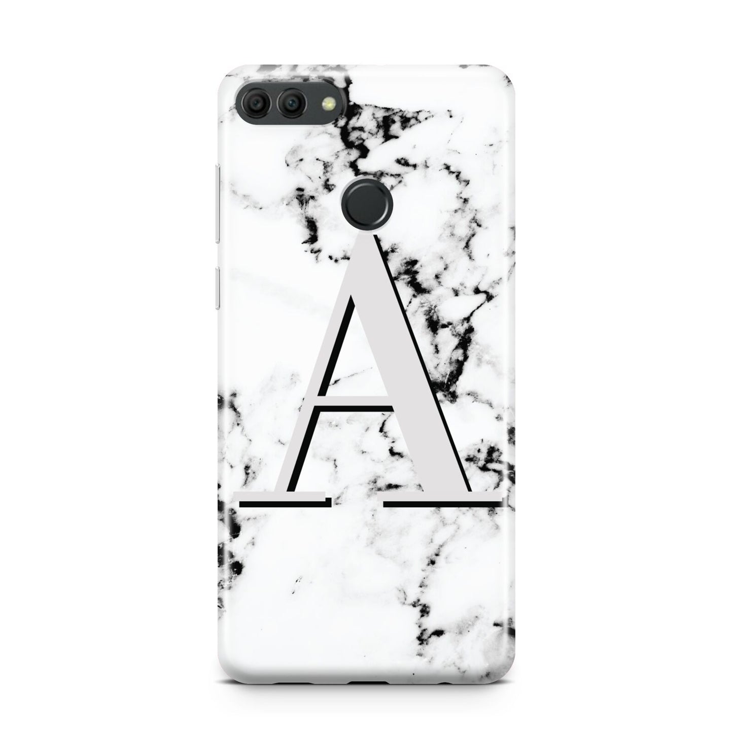 Personalised Grey Large Initial Marble Huawei Y9 2018