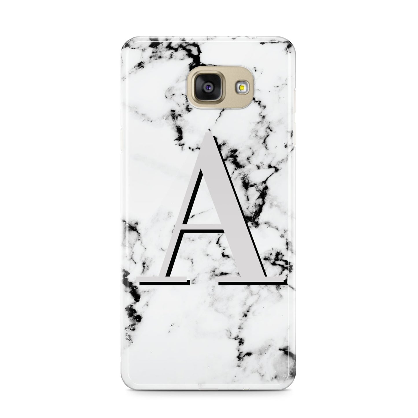 Personalised Grey Large Initial Marble Samsung Galaxy A9 2016 Case on gold phone