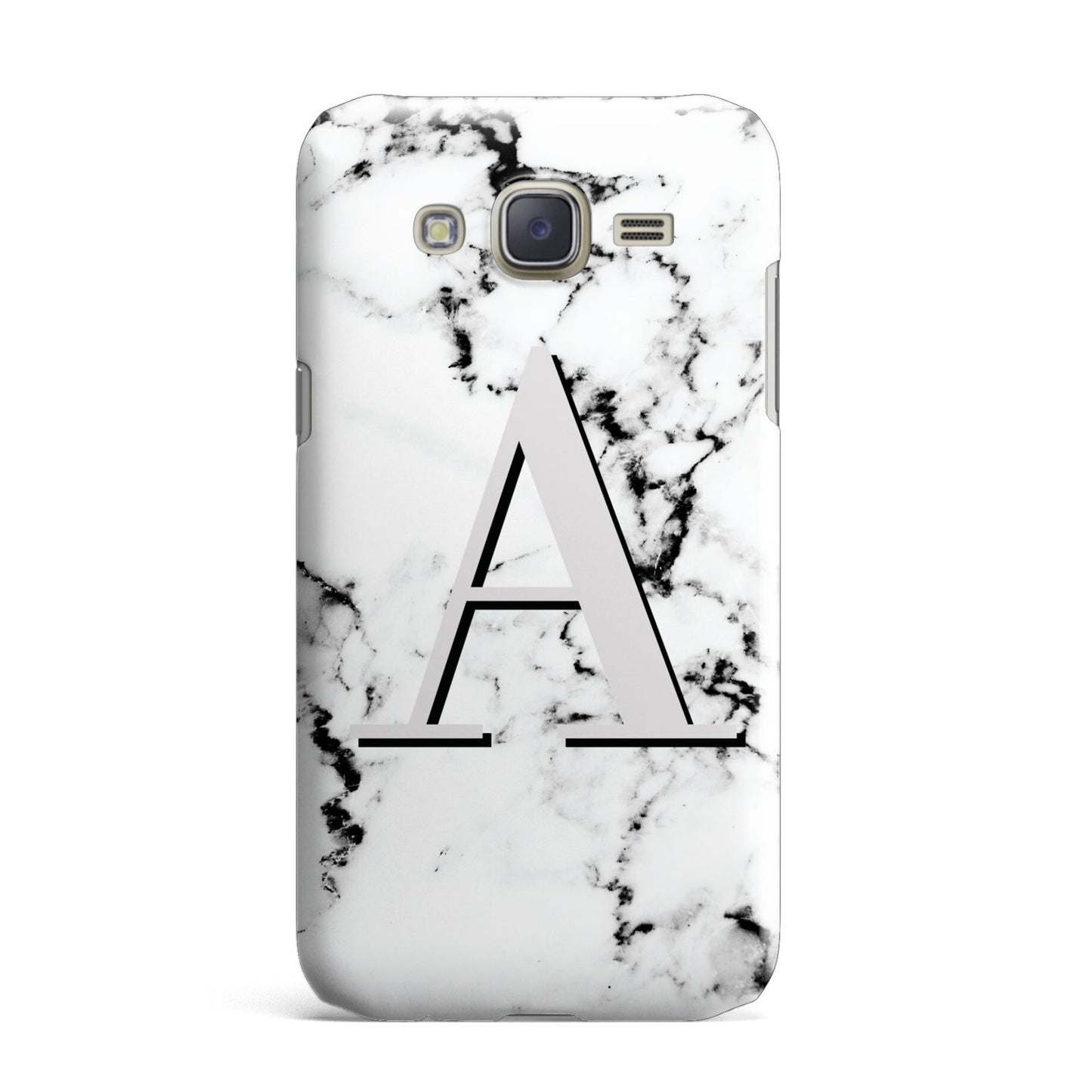 Personalised Grey Large Initial Marble Samsung Galaxy J7 Case