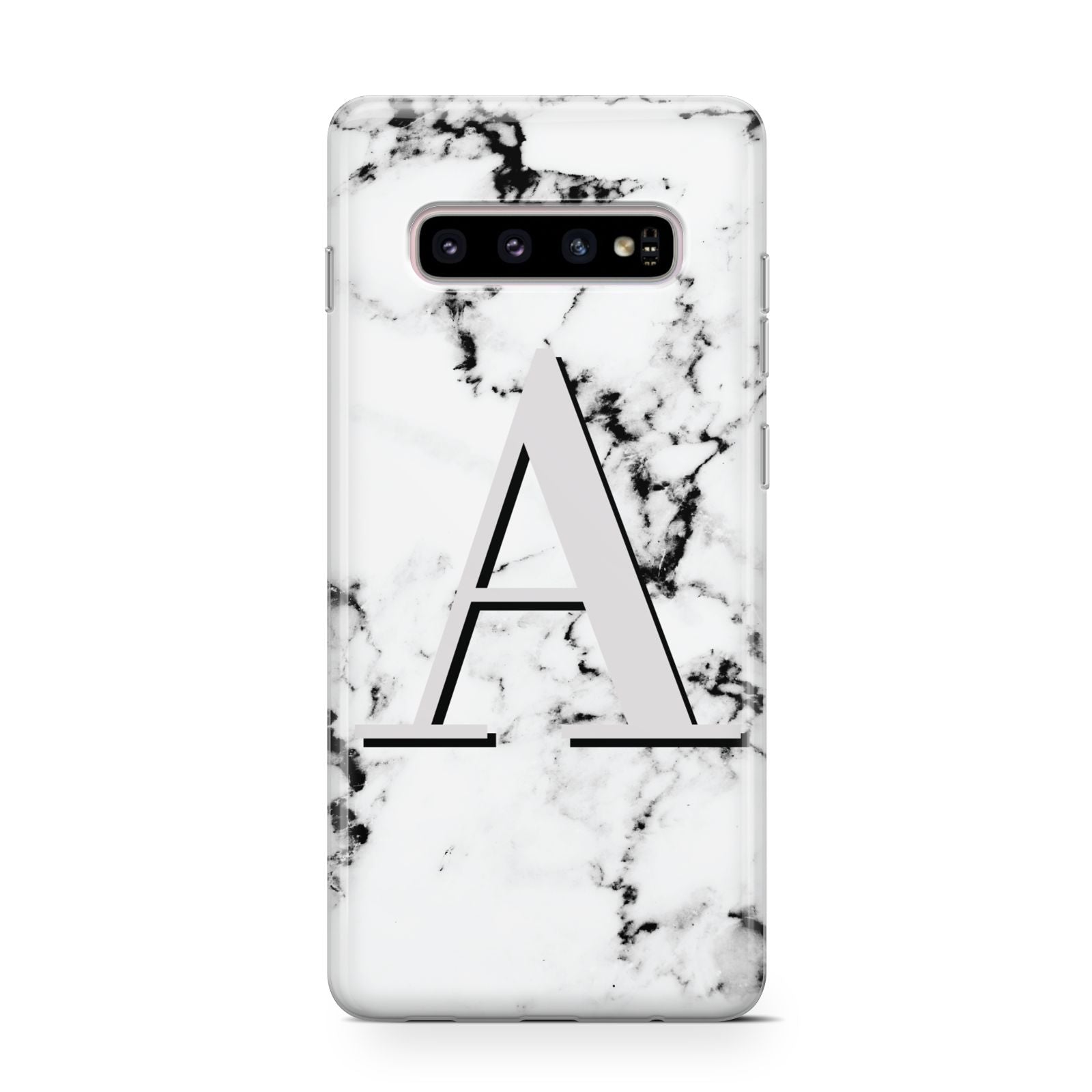 Personalised Grey Large Initial Marble Samsung Galaxy S10 Case