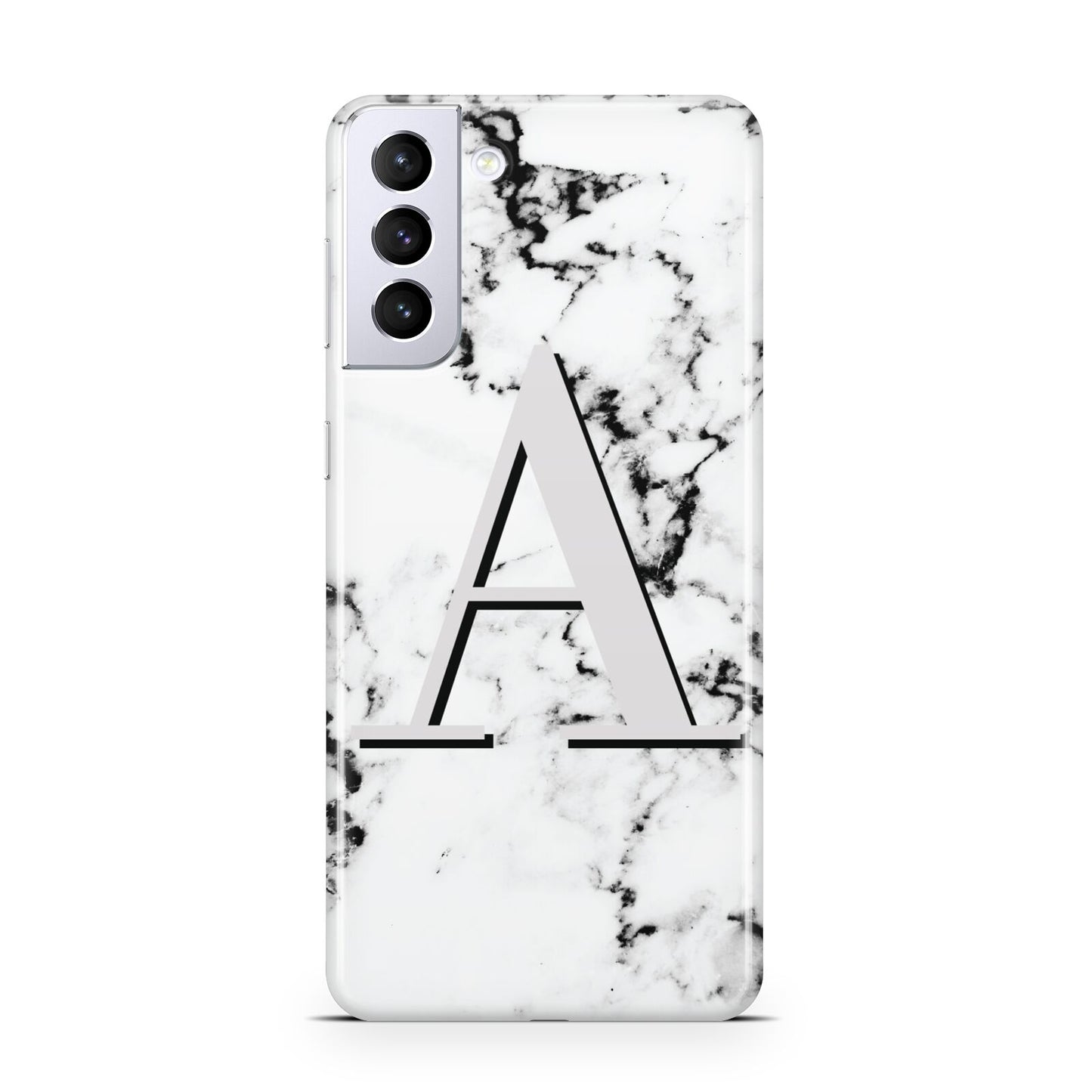 Personalised Grey Large Initial Marble Samsung S21 Plus Phone Case