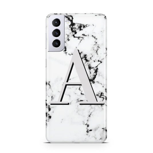 Personalised Grey Large Initial Marble Samsung S21 Plus Phone Case