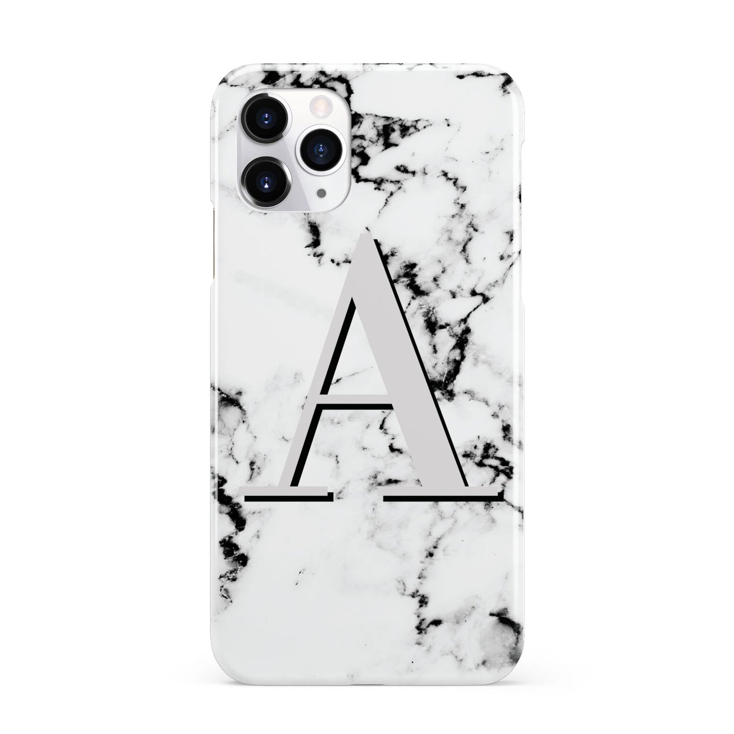 Personalised Grey Large Initial Marble iPhone 11 Pro 3D Snap Case