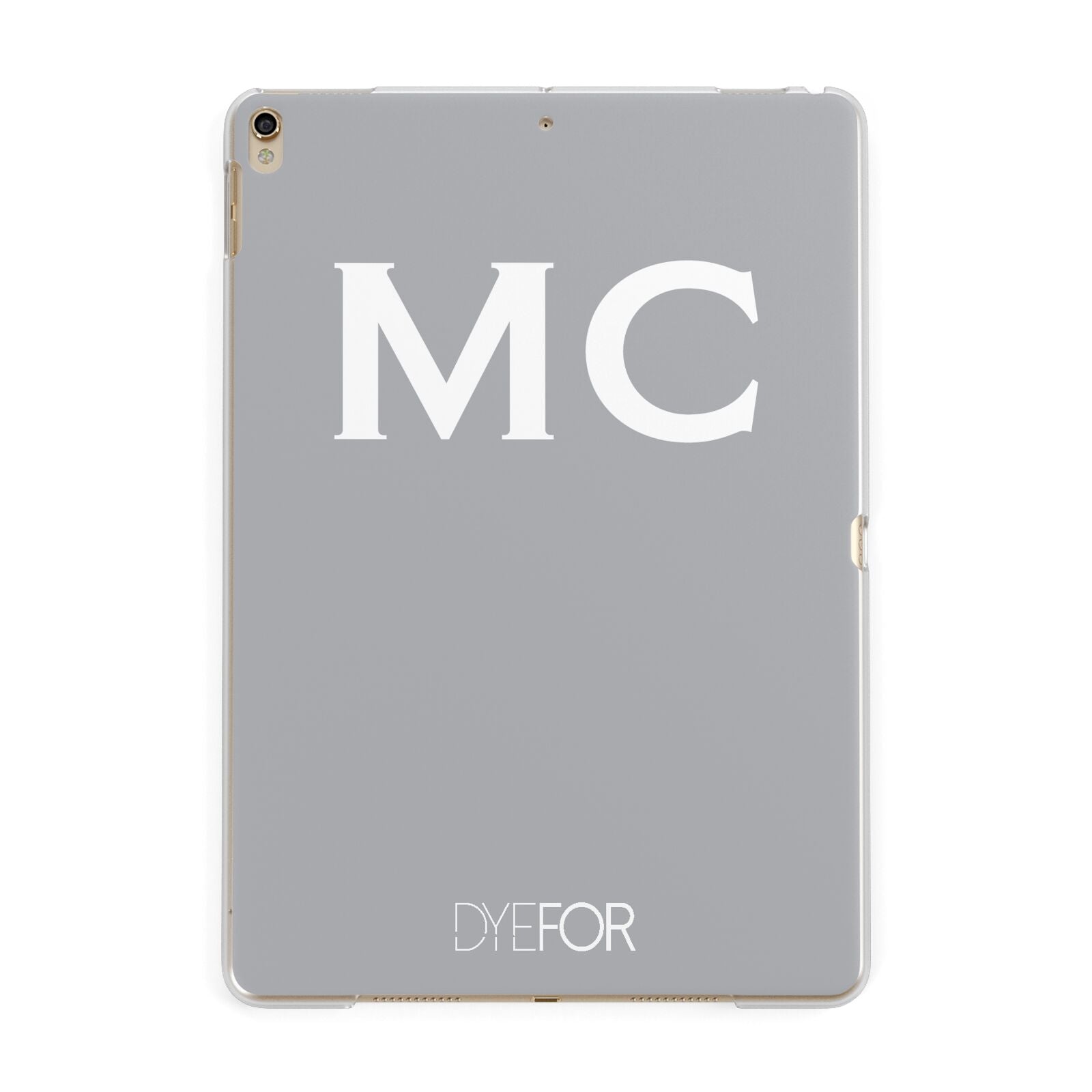 Personalised Grey White Initial Apple iPad Gold Case