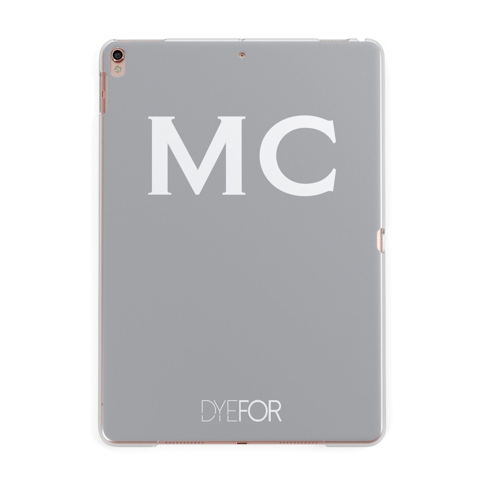 Personalised Grey White Initial Apple iPad Rose Gold Case