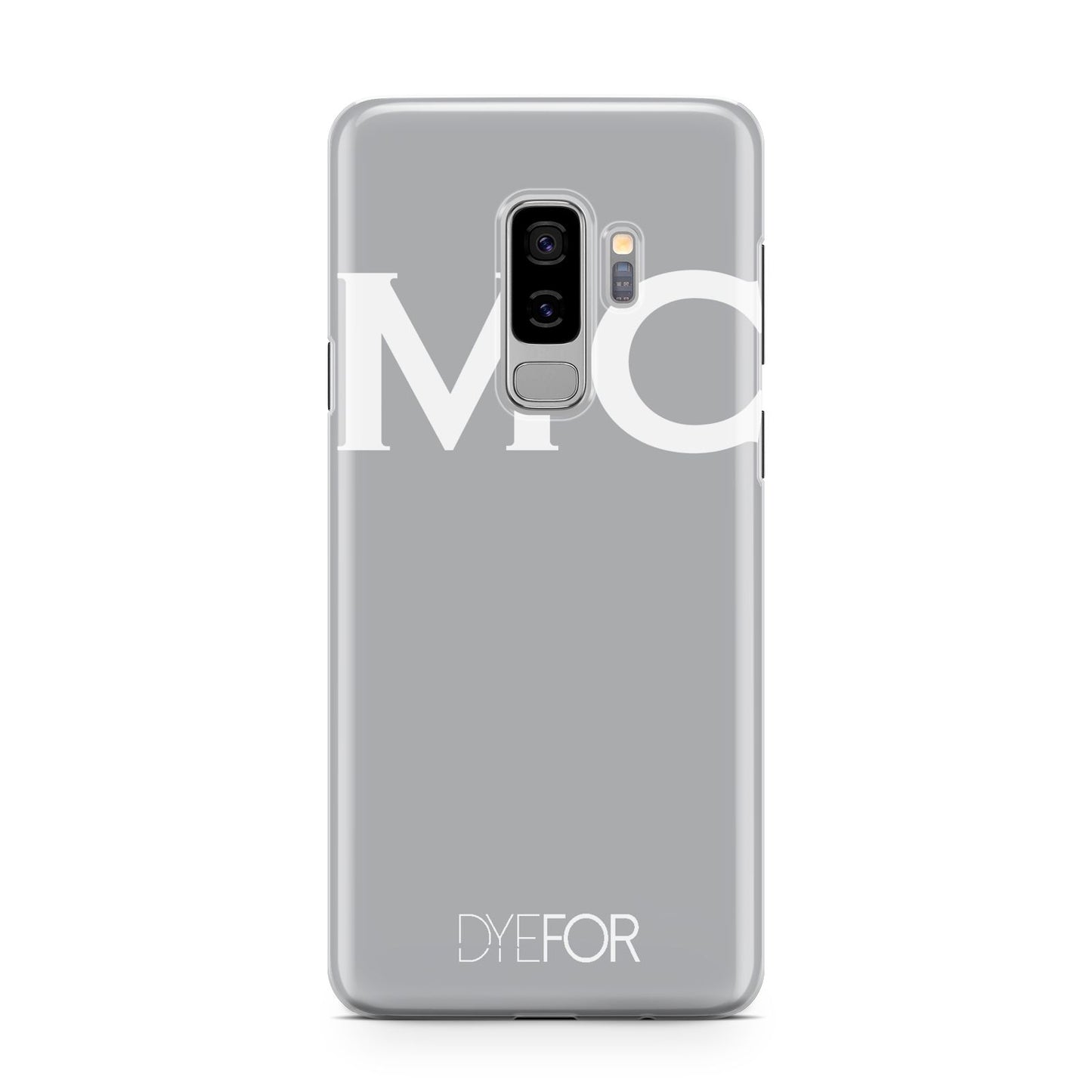 Personalised Grey White Initial Samsung Galaxy S9 Plus Case on Silver phone