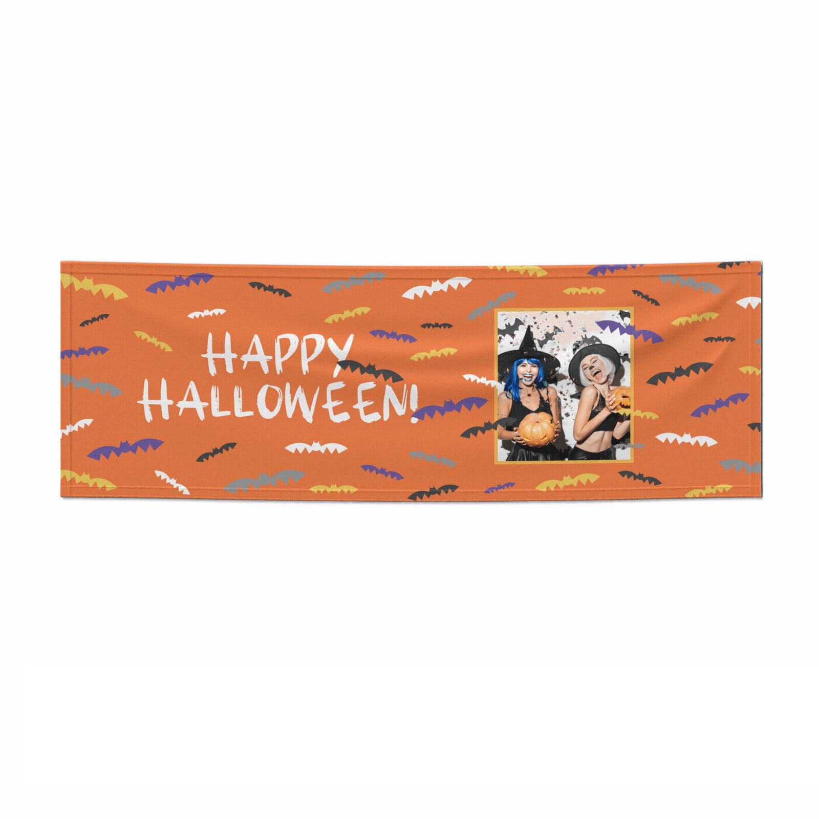 Personalised Halloween Bats Photo Upload 6x2 Paper Banner