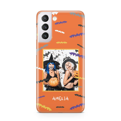 Personalised Halloween Bats Photo Upload Samsung S21 Case