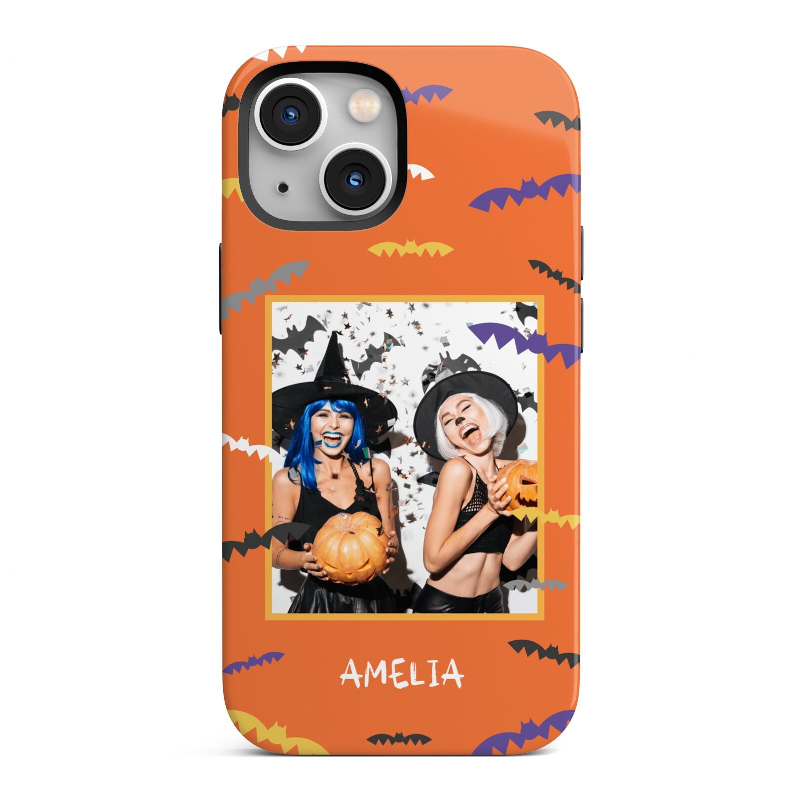 Personalised Halloween Bats Photo Upload iPhone 13 Mini Full Wrap 3D Tough Case