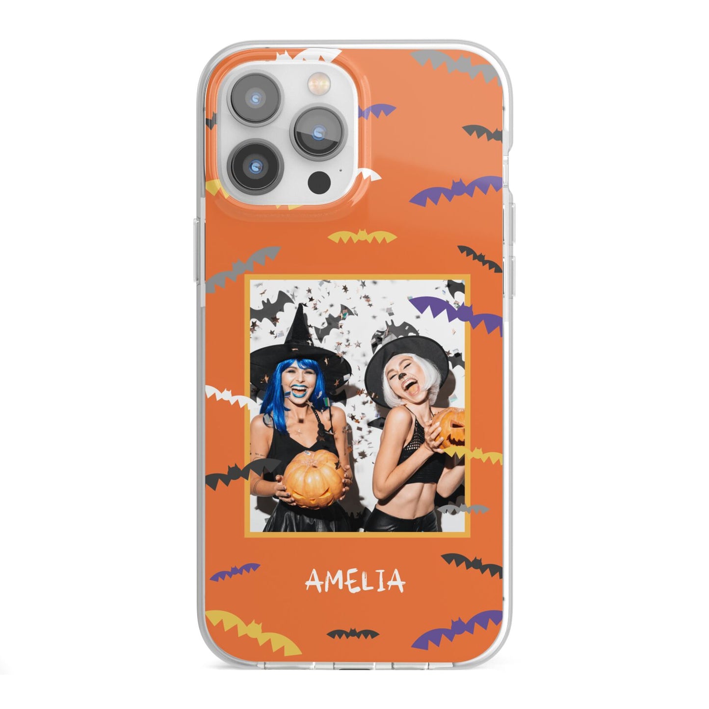 Personalised Halloween Bats Photo Upload iPhone 13 Pro Max TPU Impact Case with White Edges