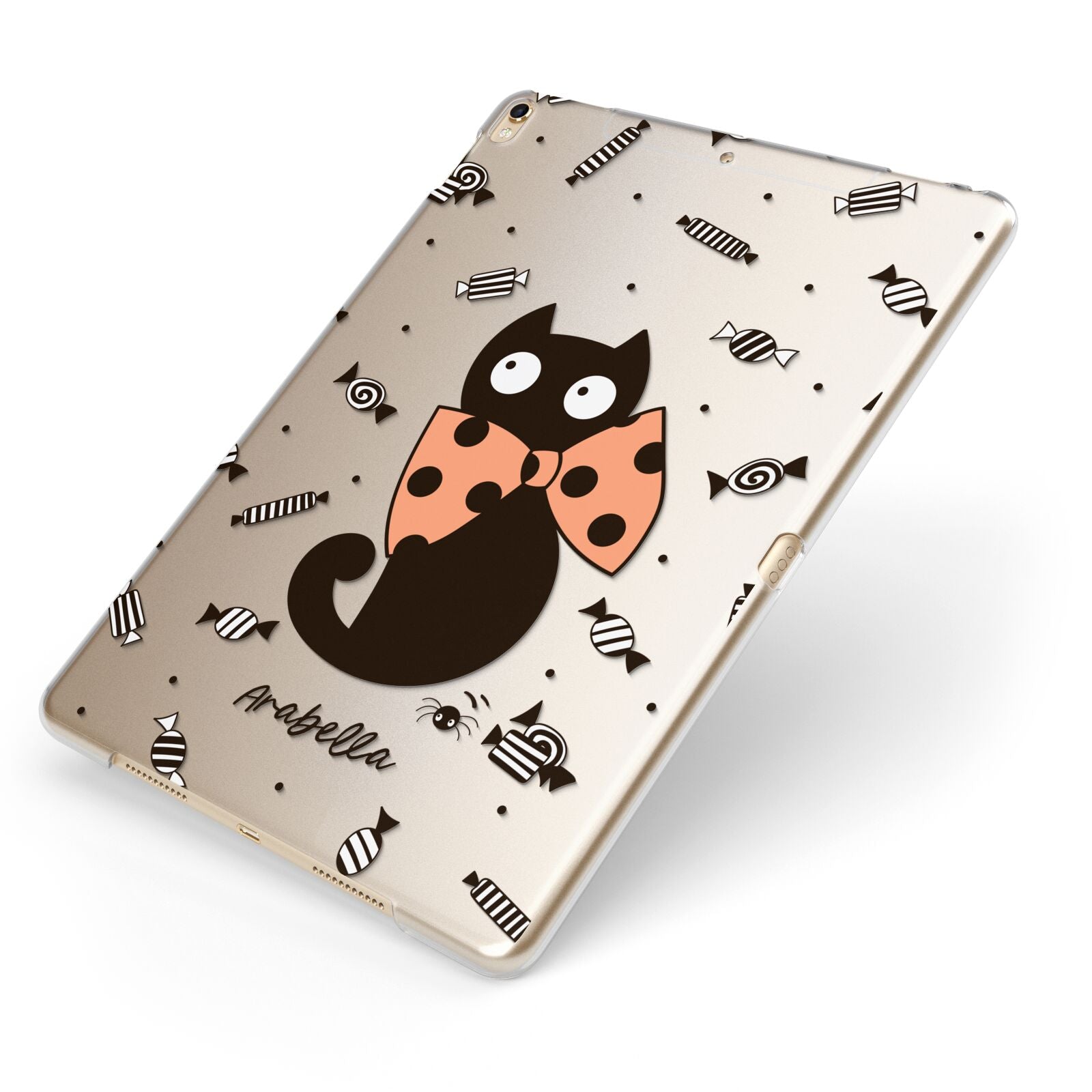 Personalised Halloween Cat Apple iPad Case on Gold iPad Side View