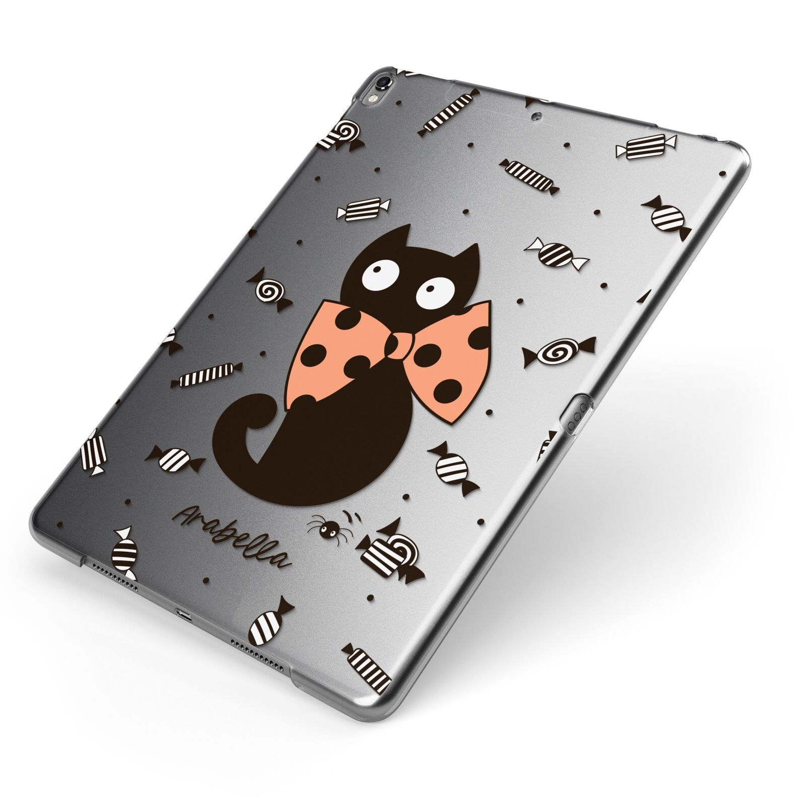 Personalised Halloween Cat Apple iPad Case on Grey iPad Side View